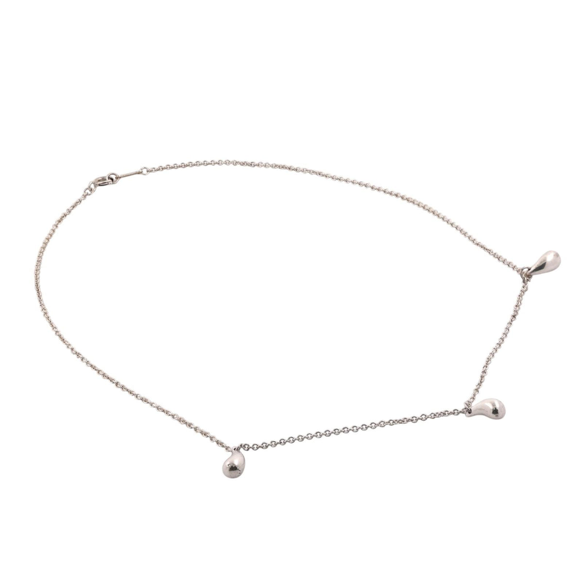 Tiffany & Co. Elsa Peretti Three Teardrop Necklace Sterling Silver 925 16"
