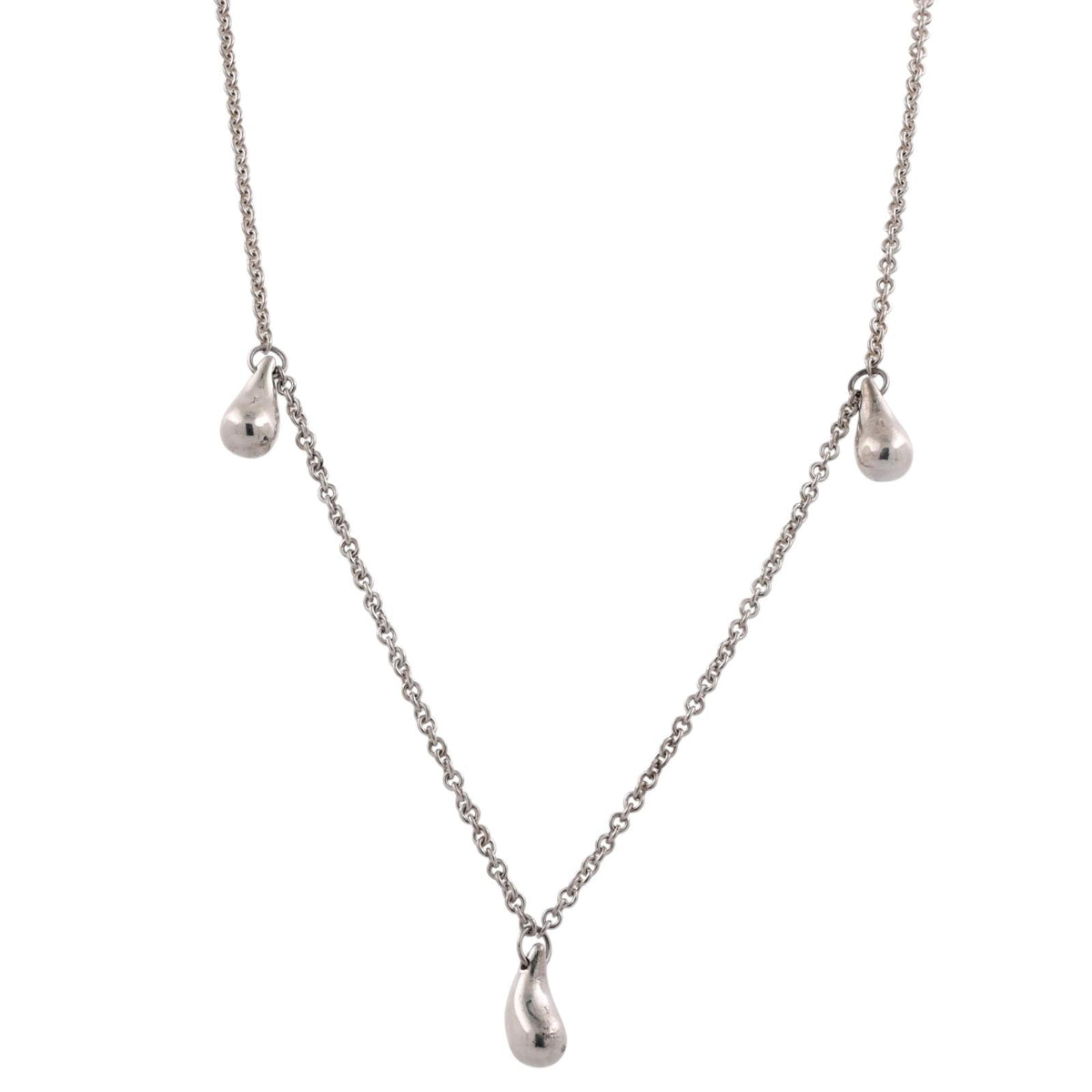 Tiffany & Co. Elsa Peretti Three Teardrop Necklace Sterling Silver 925 16"
