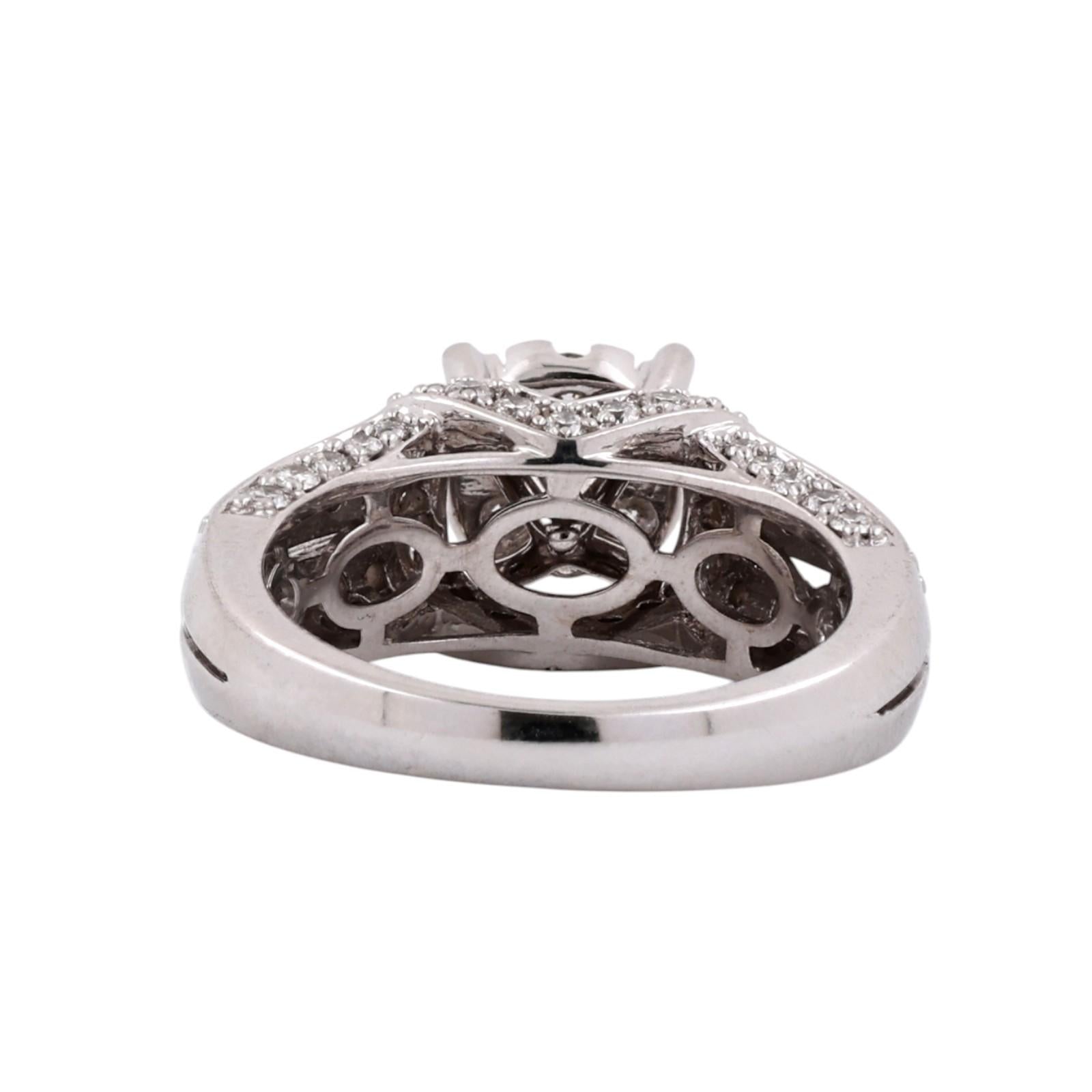 14K White Gold 2.20CTW Round Diamond Cluster Halo Floral Ring Size 6.5