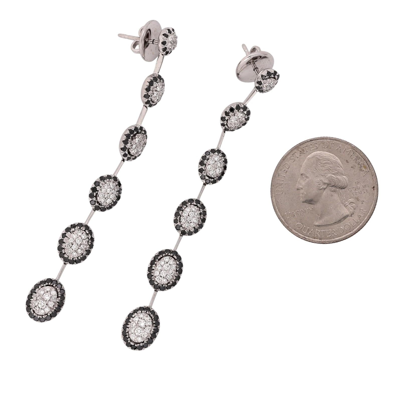 CRIVELLI 18K White Gold 2.33CTW Black & White Diamond Drop Dangle Earrings