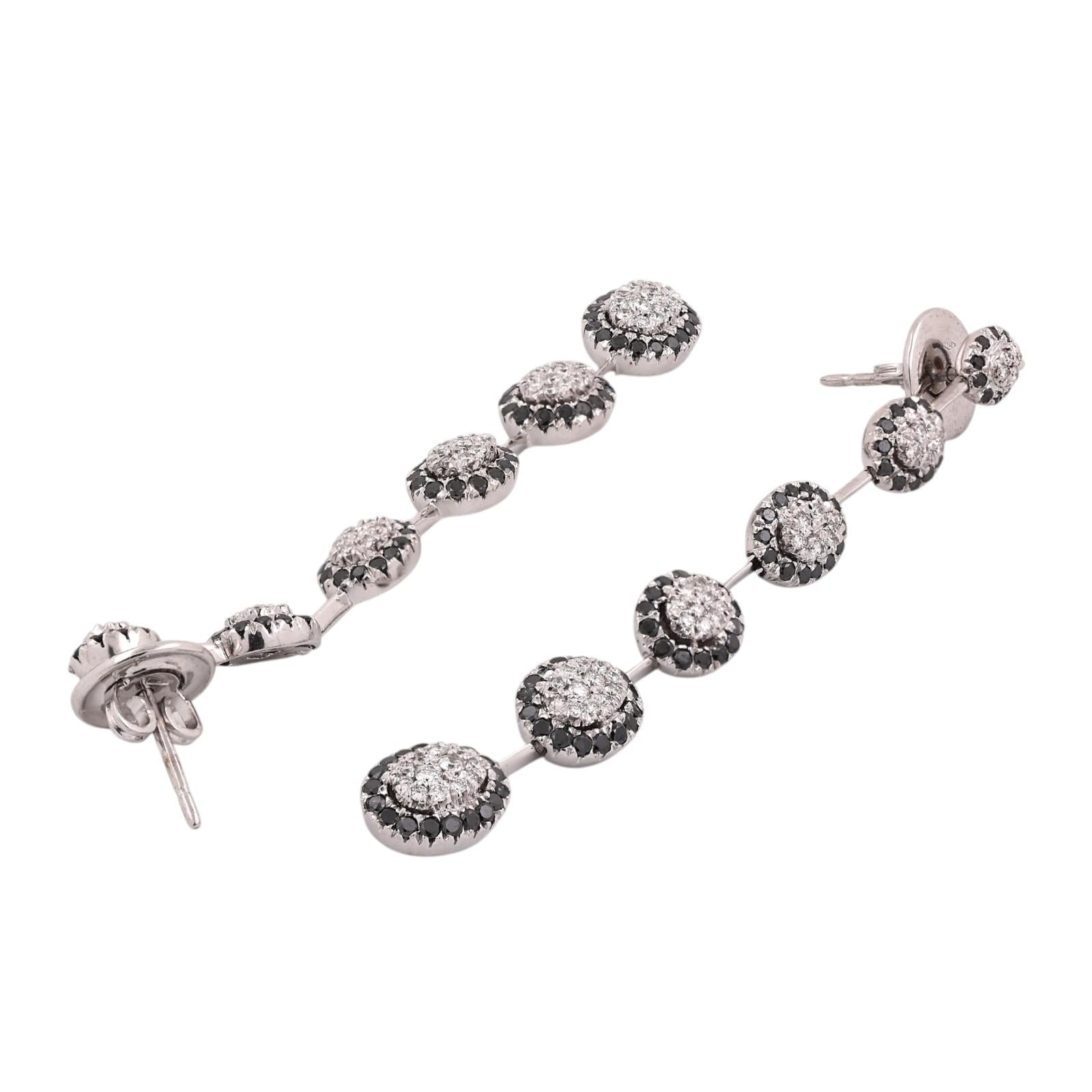 CRIVELLI 18K White Gold 2.33CTW Black & White Diamond Drop Dangle Earrings