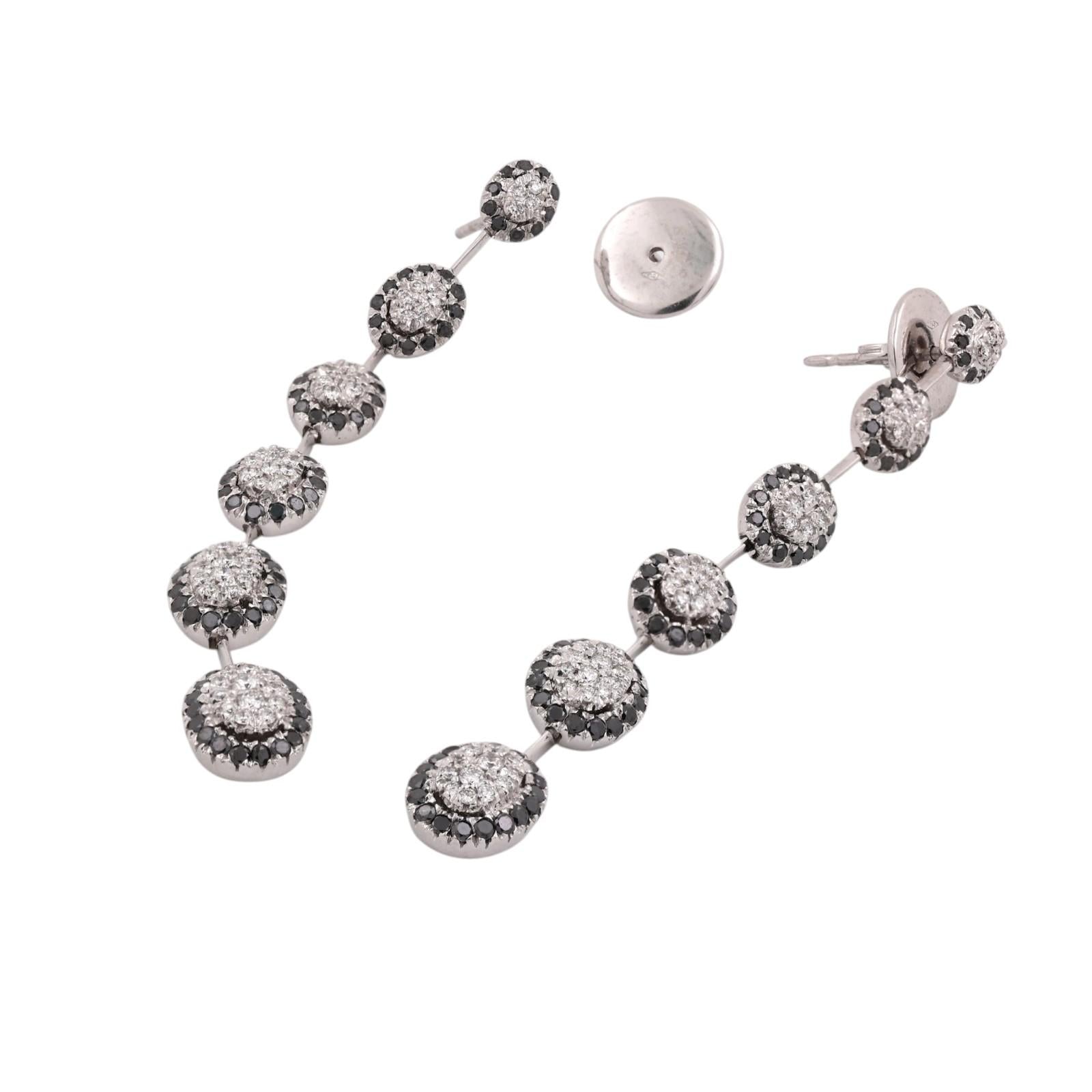 CRIVELLI 18K White Gold 2.33CTW Black & White Diamond Drop Dangle Earrings