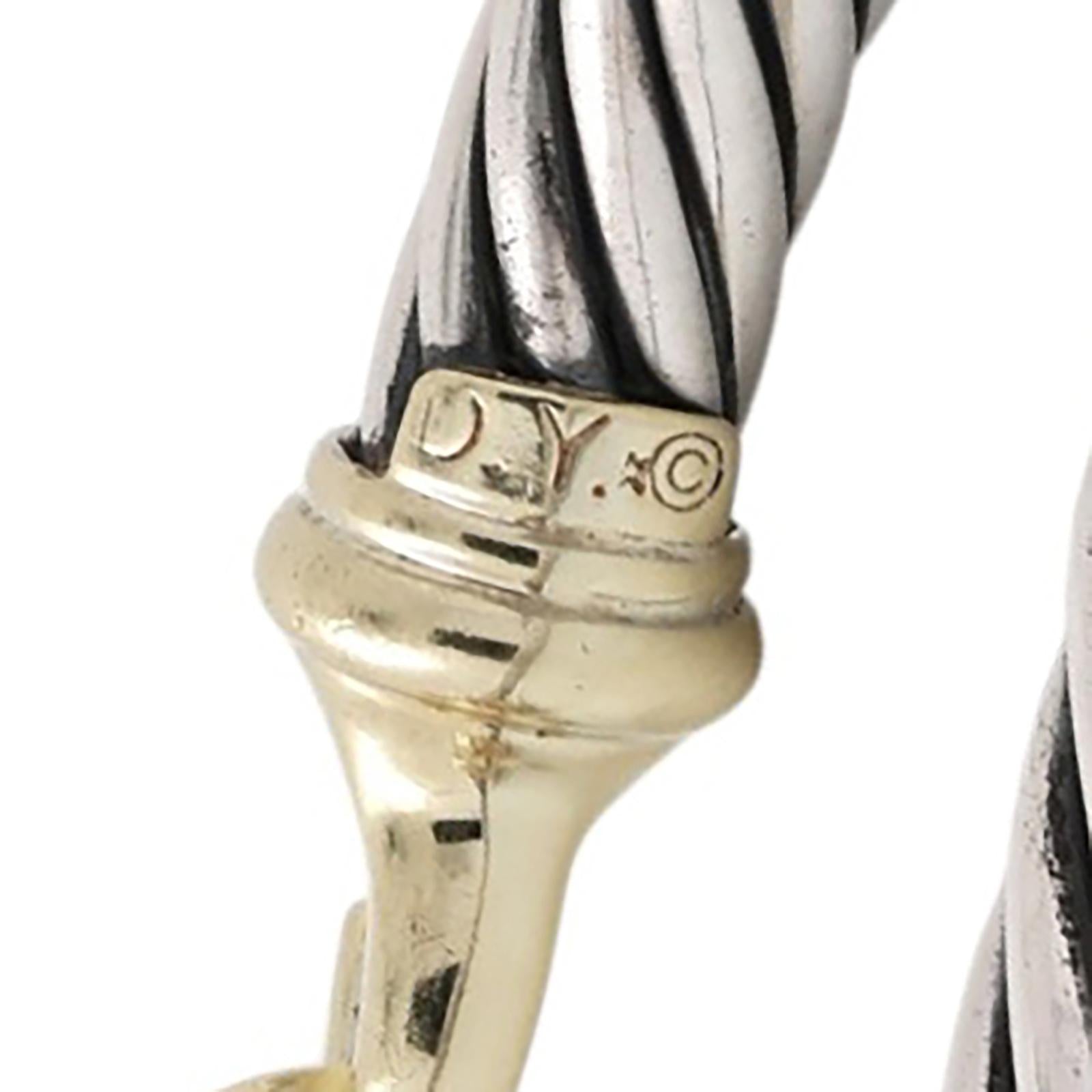 David Yurman 14K Gold Sterling Silver Cable Buckle Bracelet 7mm 6.5" DY