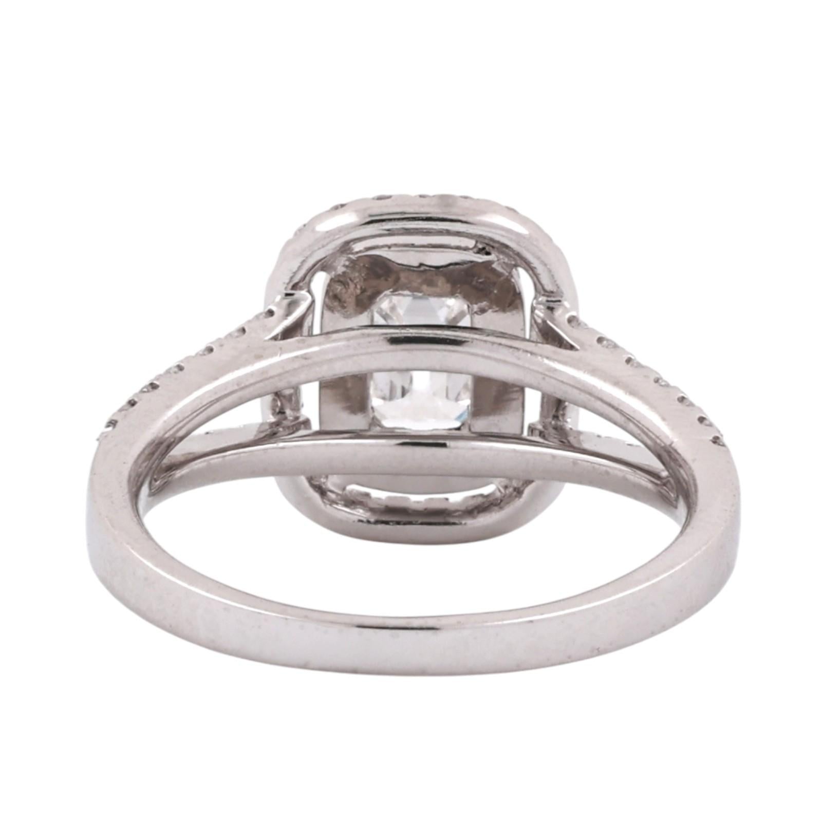 Platinum 1.40 CTW Natural Diamond Emerald Cut Double Halo Engagement Ring Size 7