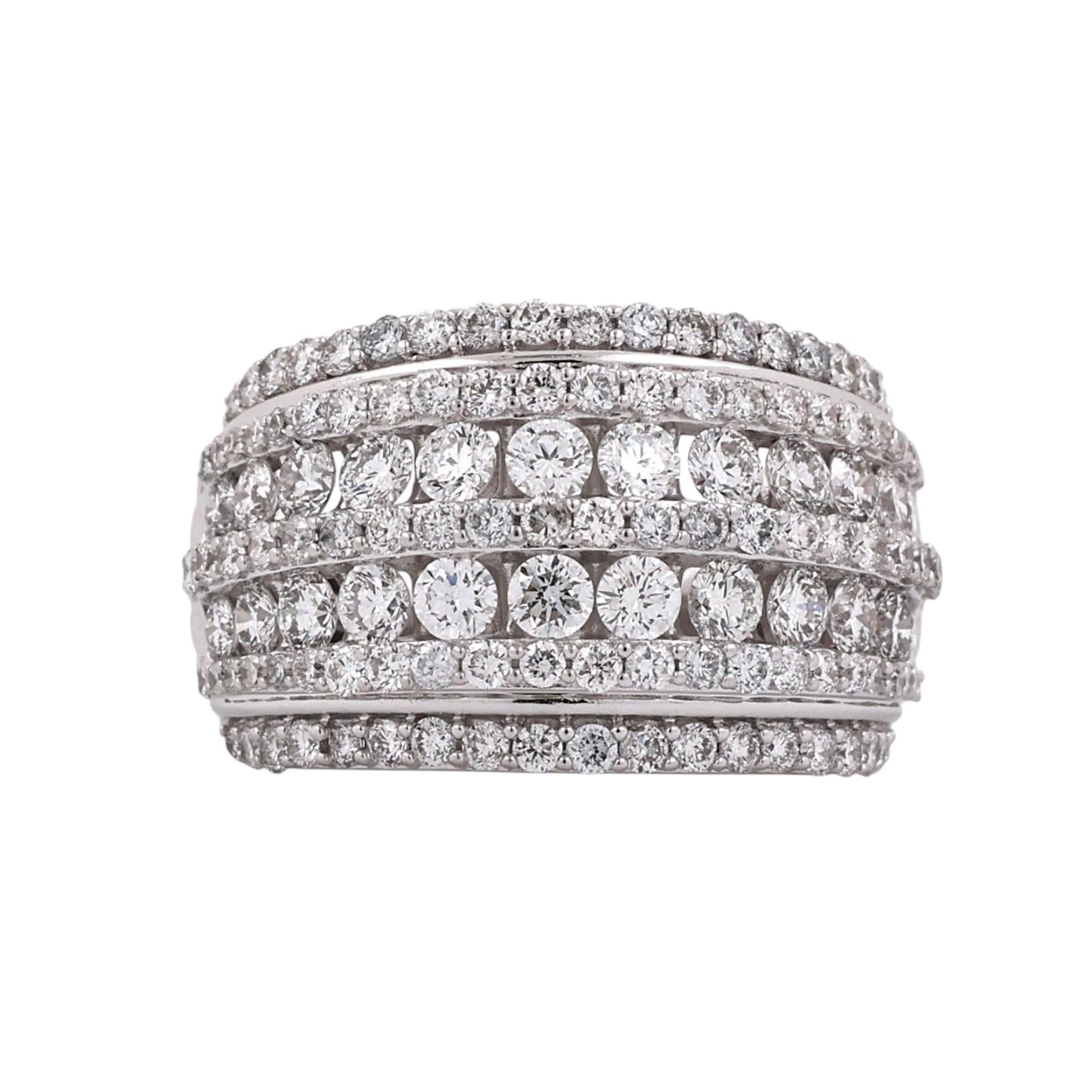 10K White Gold 3.00CTW Lab Grown Diamond Multi Row Wide Band Ring Size 7