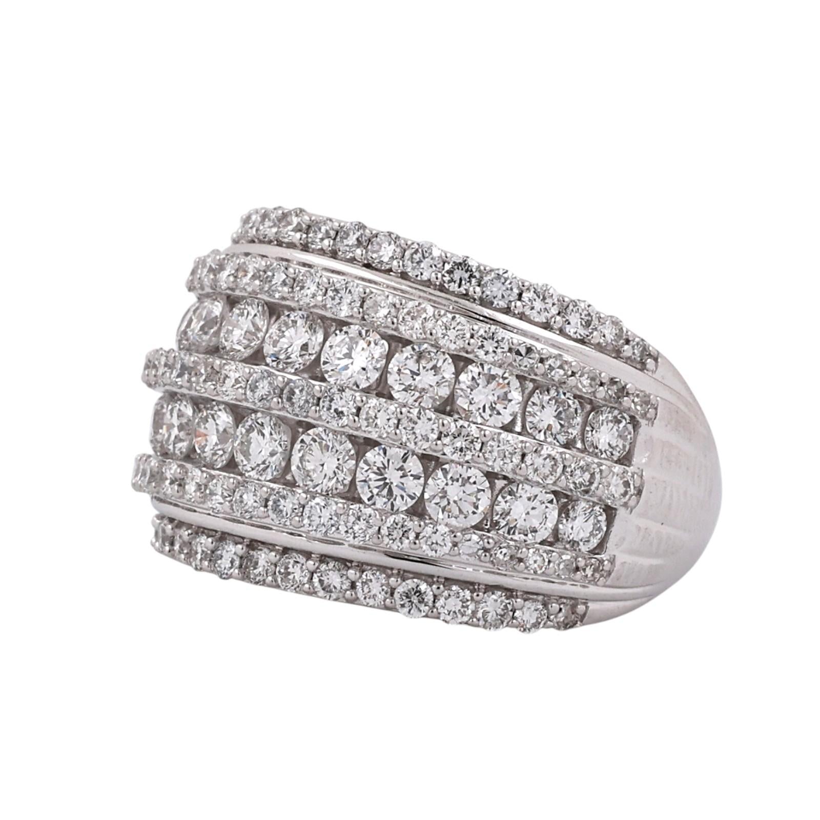 10K White Gold 3.00CTW Lab Grown Diamond Multi Row Wide Band Ring Size 7