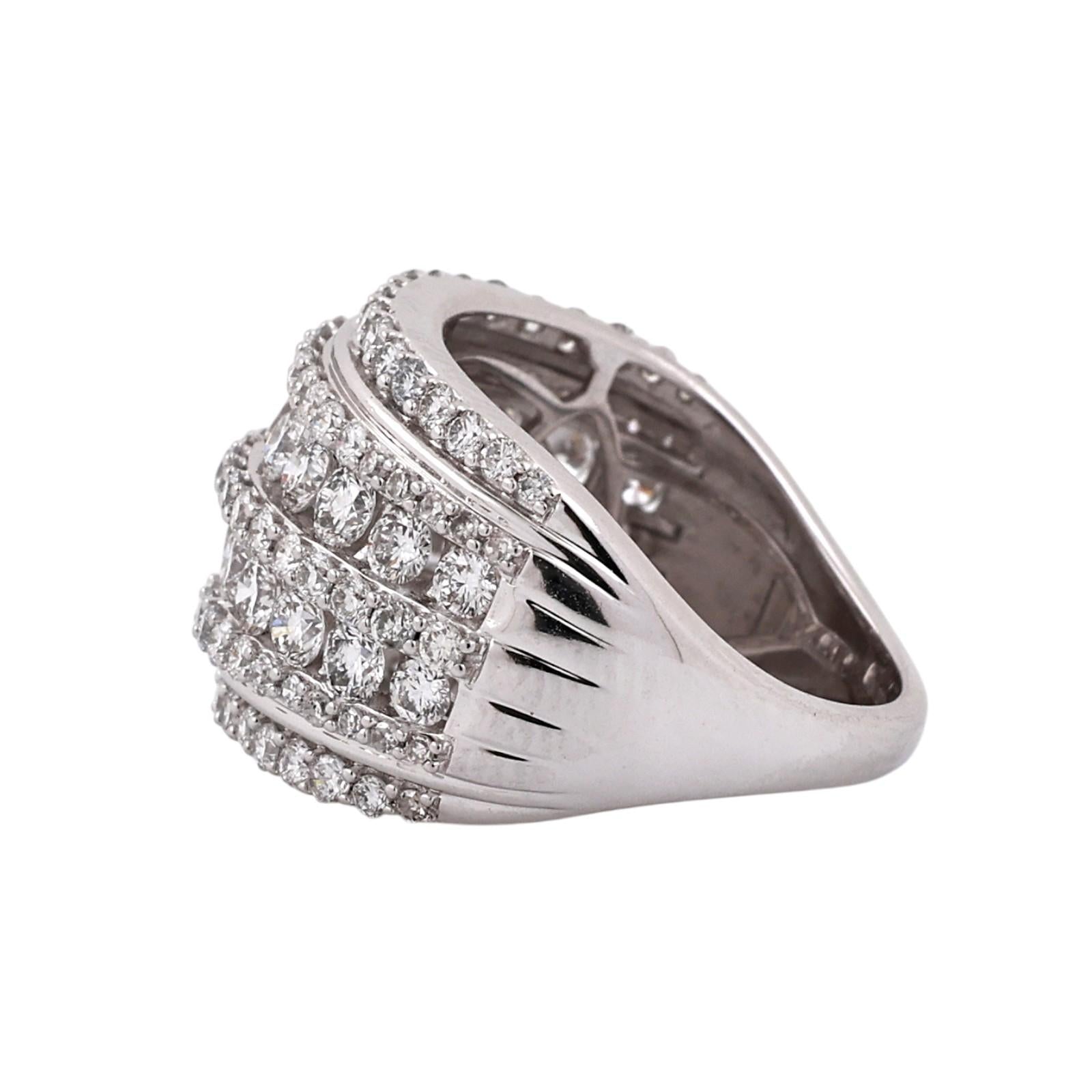 10K White Gold 3.00CTW Lab Grown Diamond Multi Row Wide Band Ring Size 7