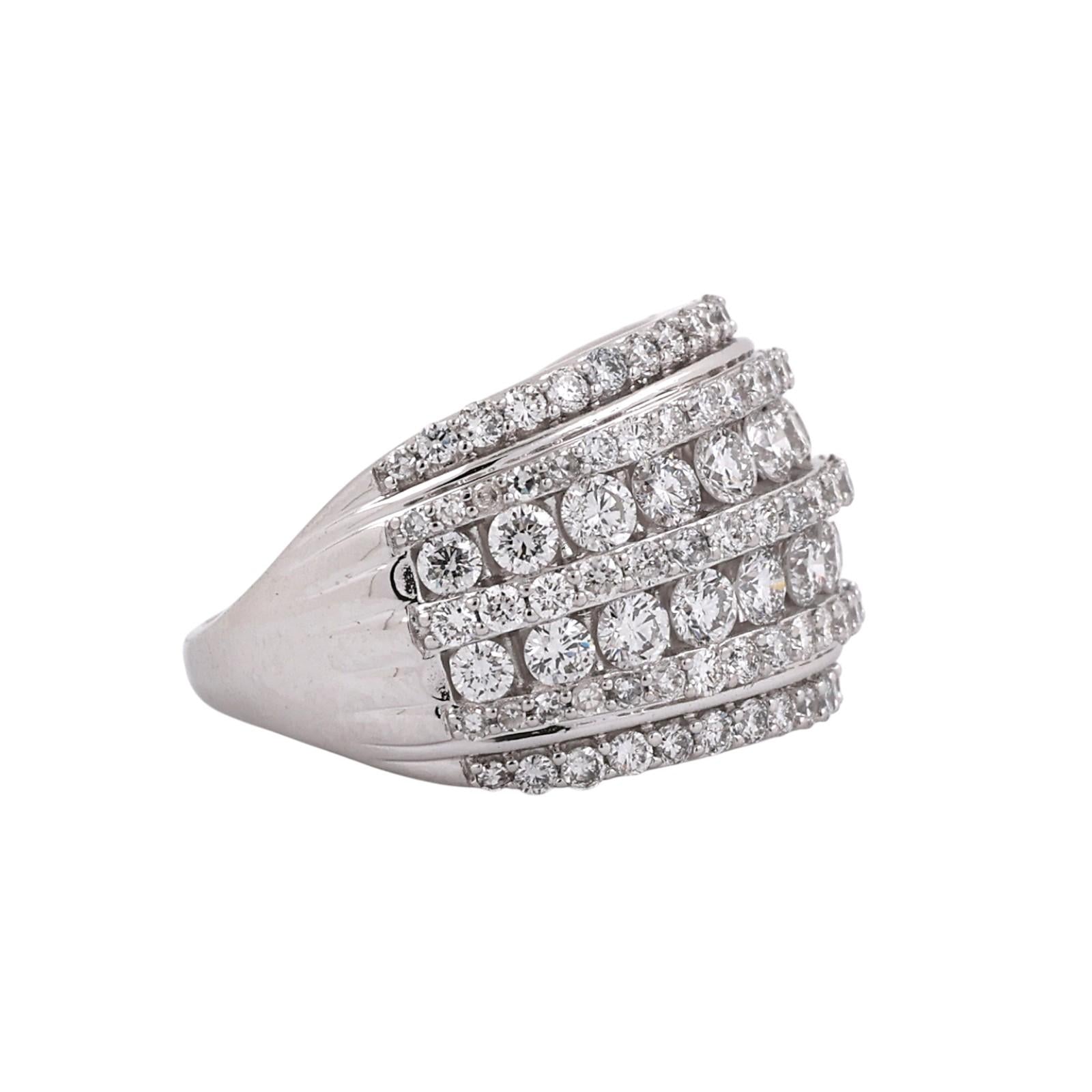 10K White Gold 3.00CTW Lab Grown Diamond Multi Row Wide Band Ring Size 7