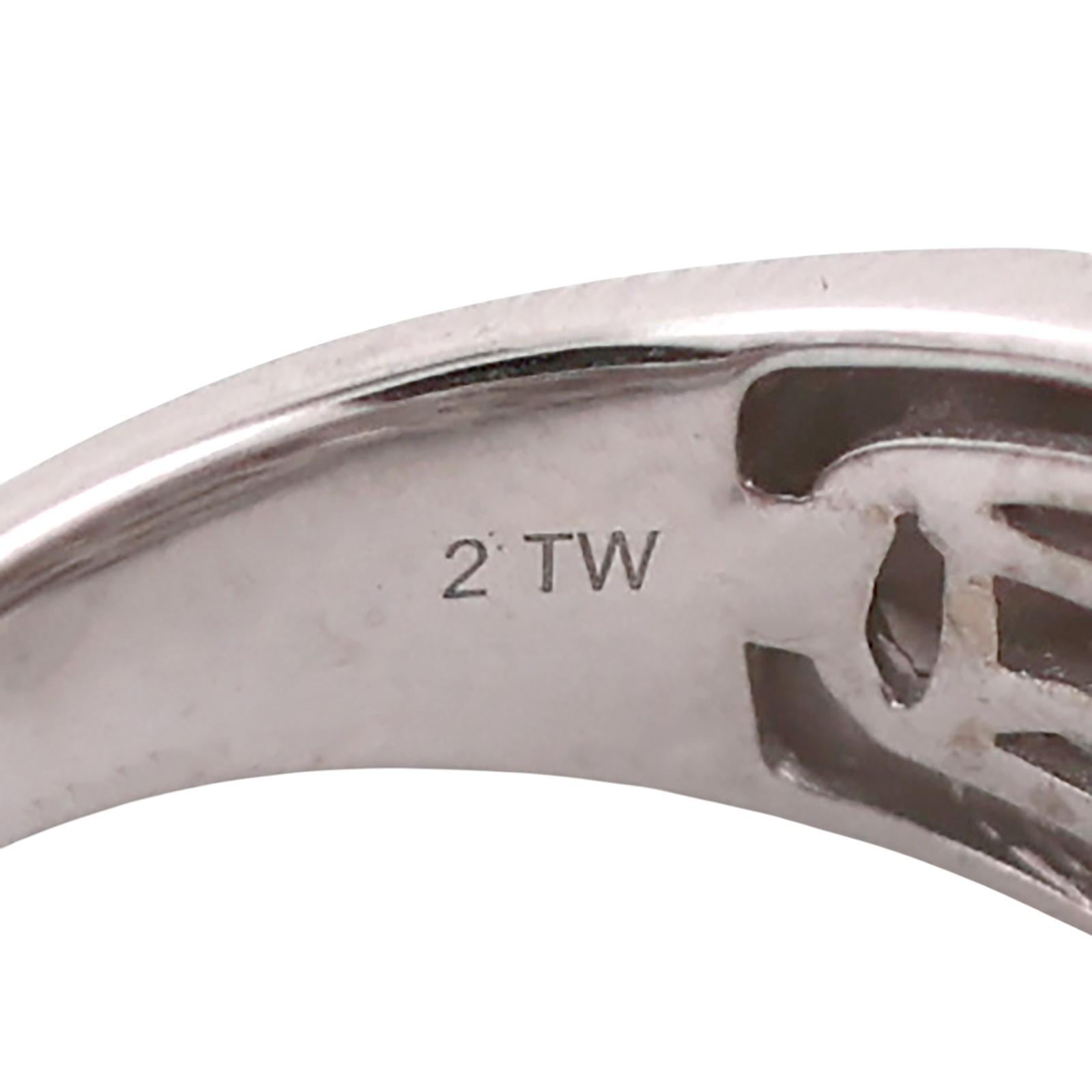 10K White Gold 2.00CTW Diamond Invisible Set Halo Ring Princess Baguette Size 7