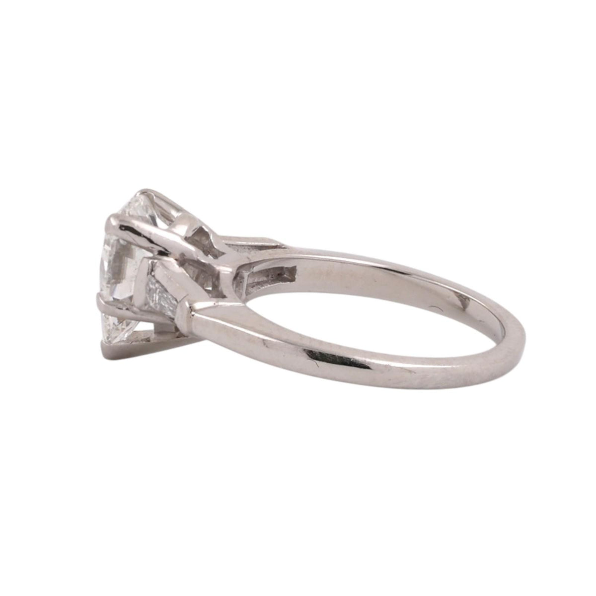 Natural Pear Diamond Engagement Ring Platinum 1.75 CTW Tapered Baguette Size 4