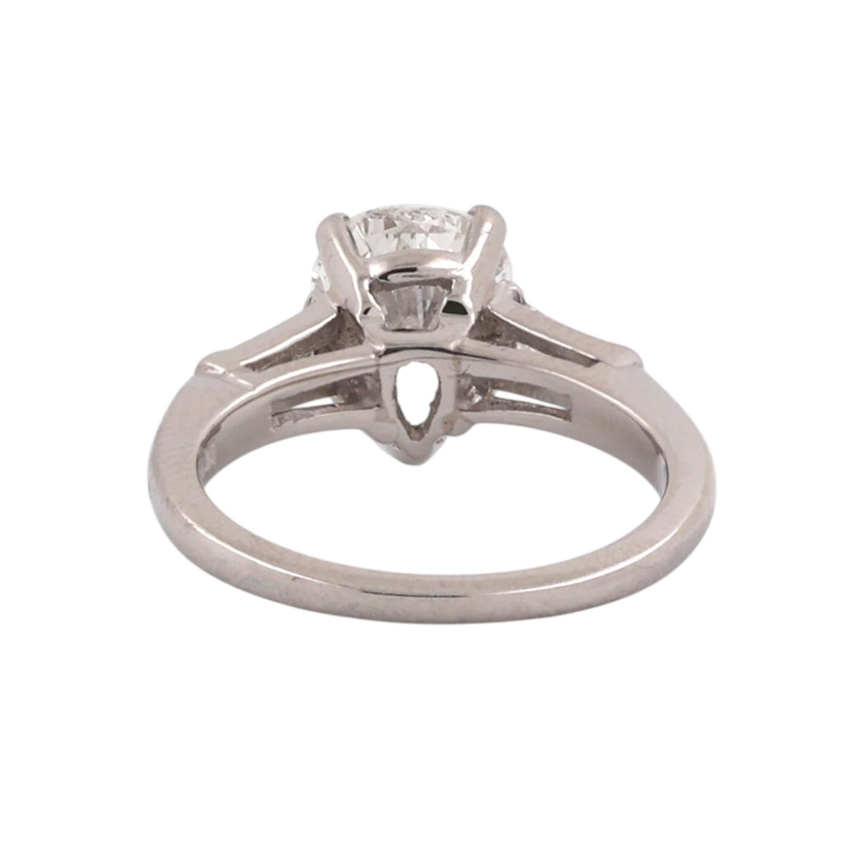Natural Pear Diamond Engagement Ring Platinum 1.75 CTW Tapered Baguette Size 4
