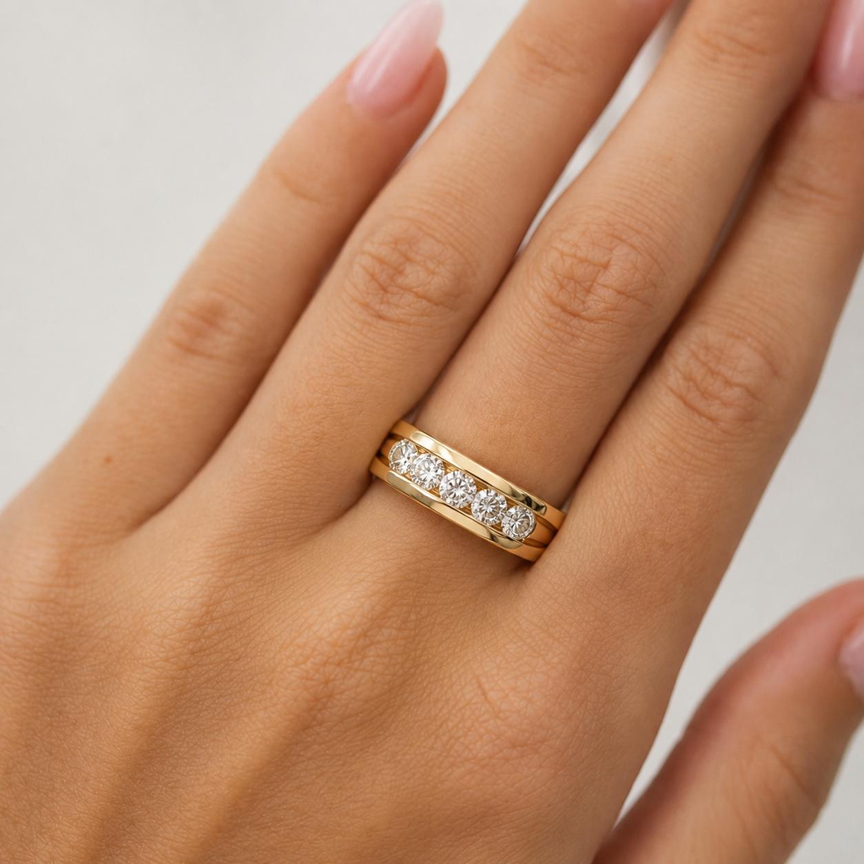 Natural Diamond Wedding Band Ring 14K Yellow Gold 0.75CTW Channel Set Size 9