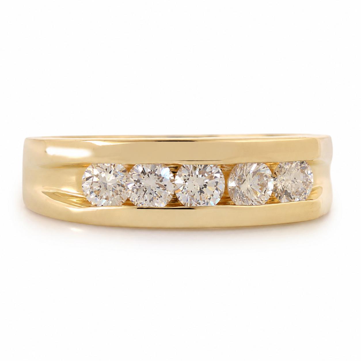 Natural Diamond Wedding Band Ring 14K Yellow Gold 0.75CTW Channel Set Size 9