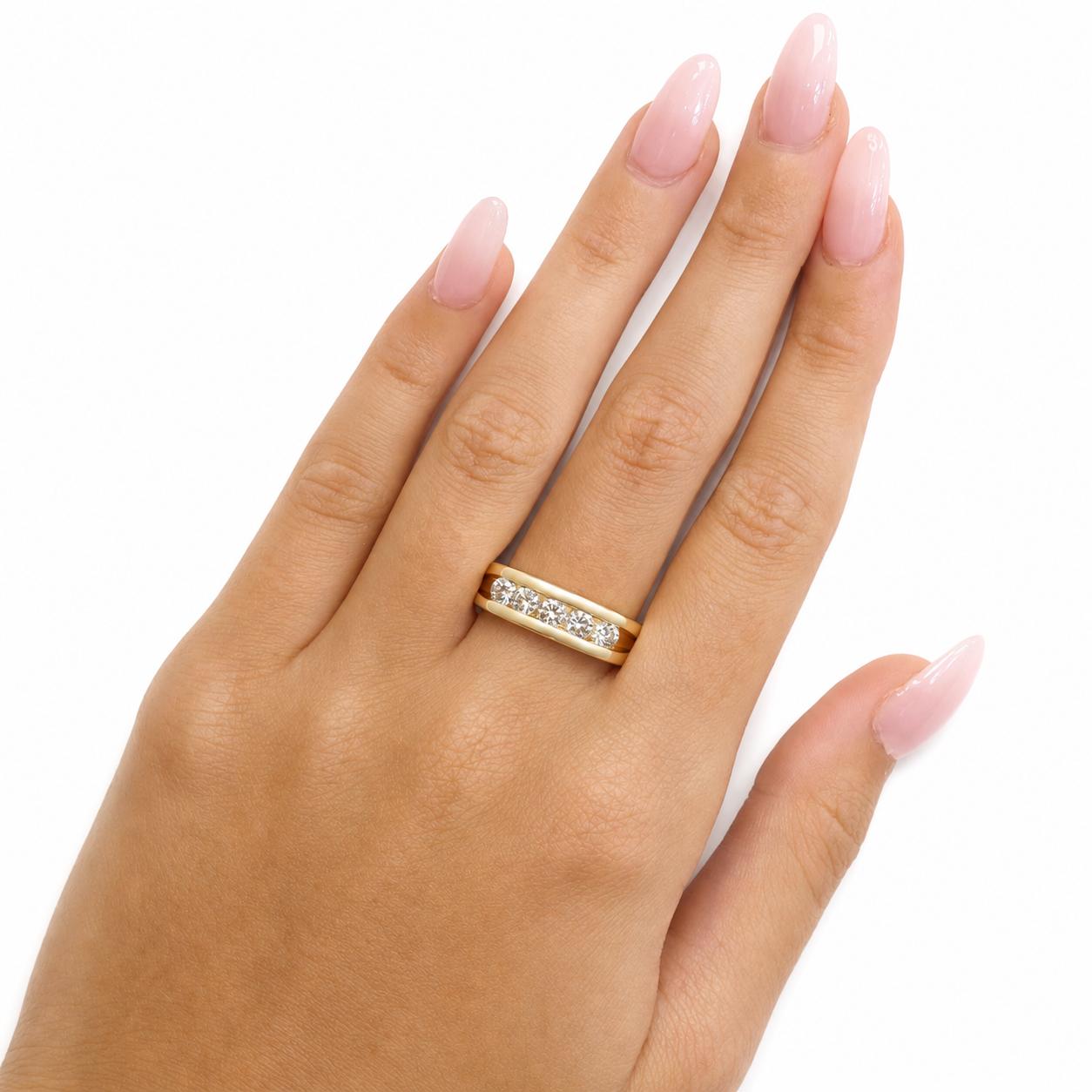 Natural Diamond Wedding Band Ring 14K Yellow Gold 0.75CTW Channel Set Size 9