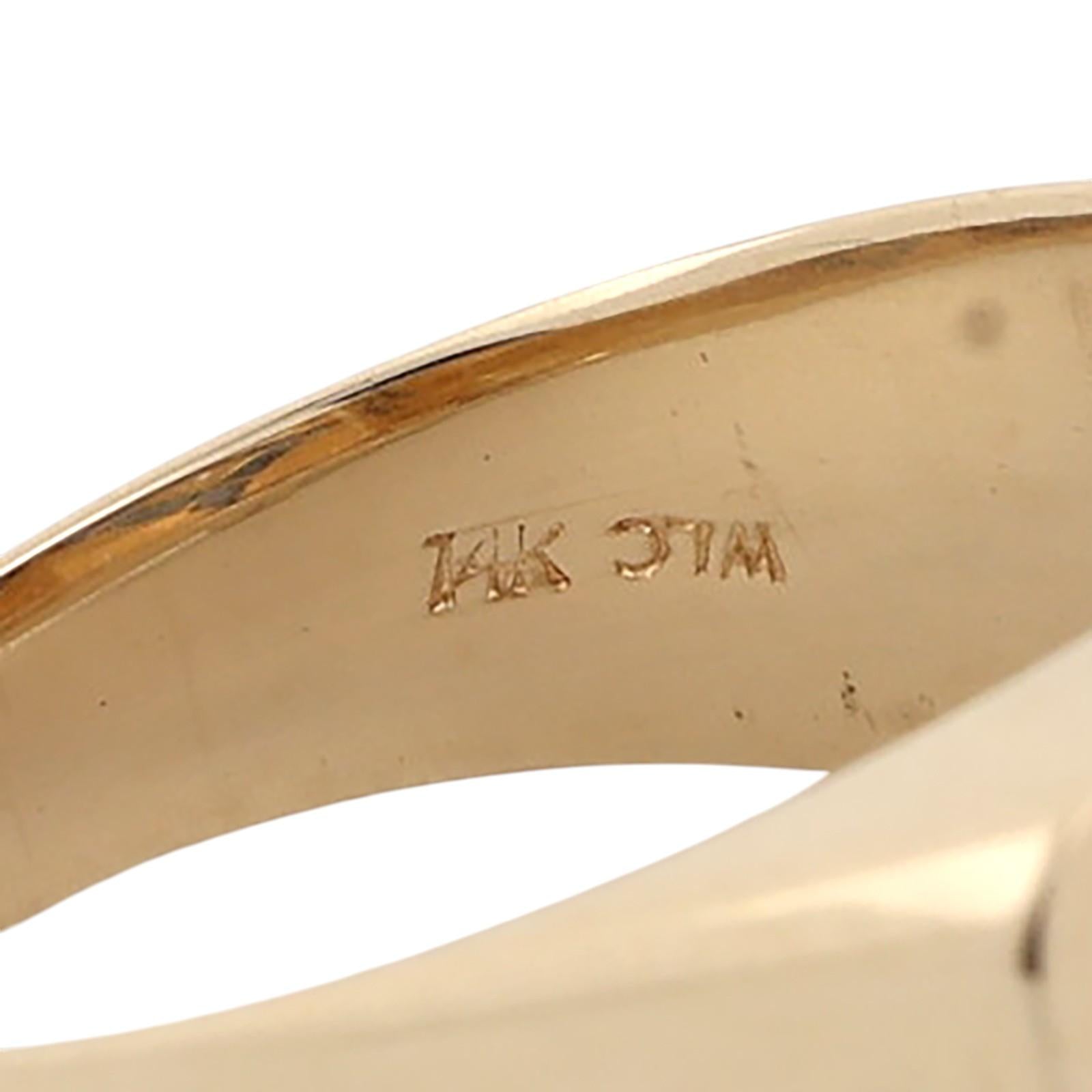 14K Gold Men's Princess Sapphire Diamond Signet Ring Size 10.25 Estate 0.55CTW