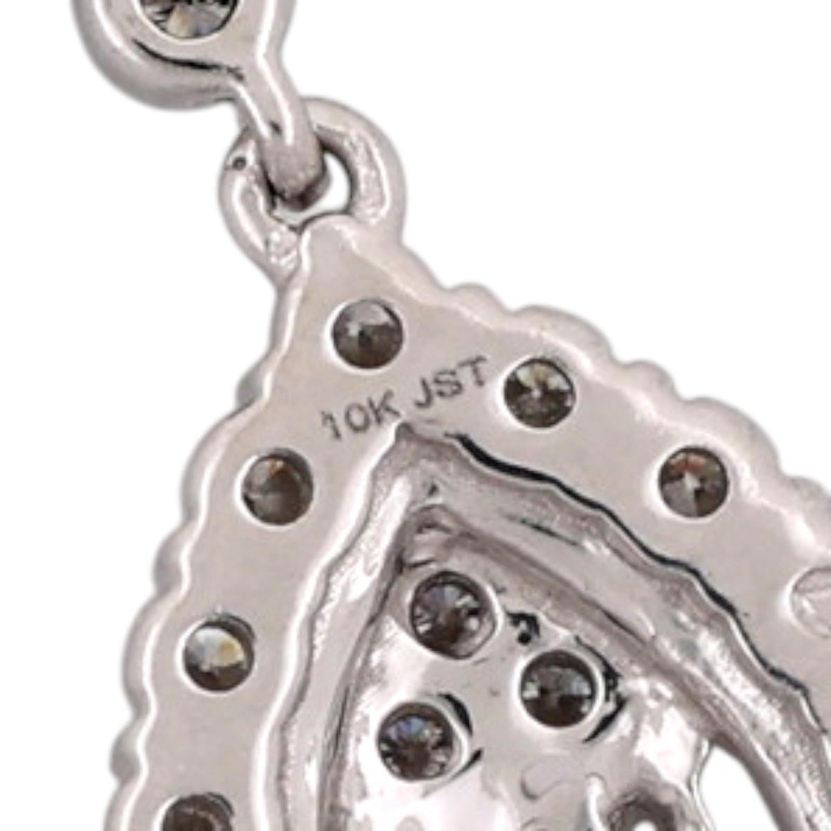 Natural Diamond Teardrop Dangle Earrings 10K White Gold 1.35 CTW Round Baguette