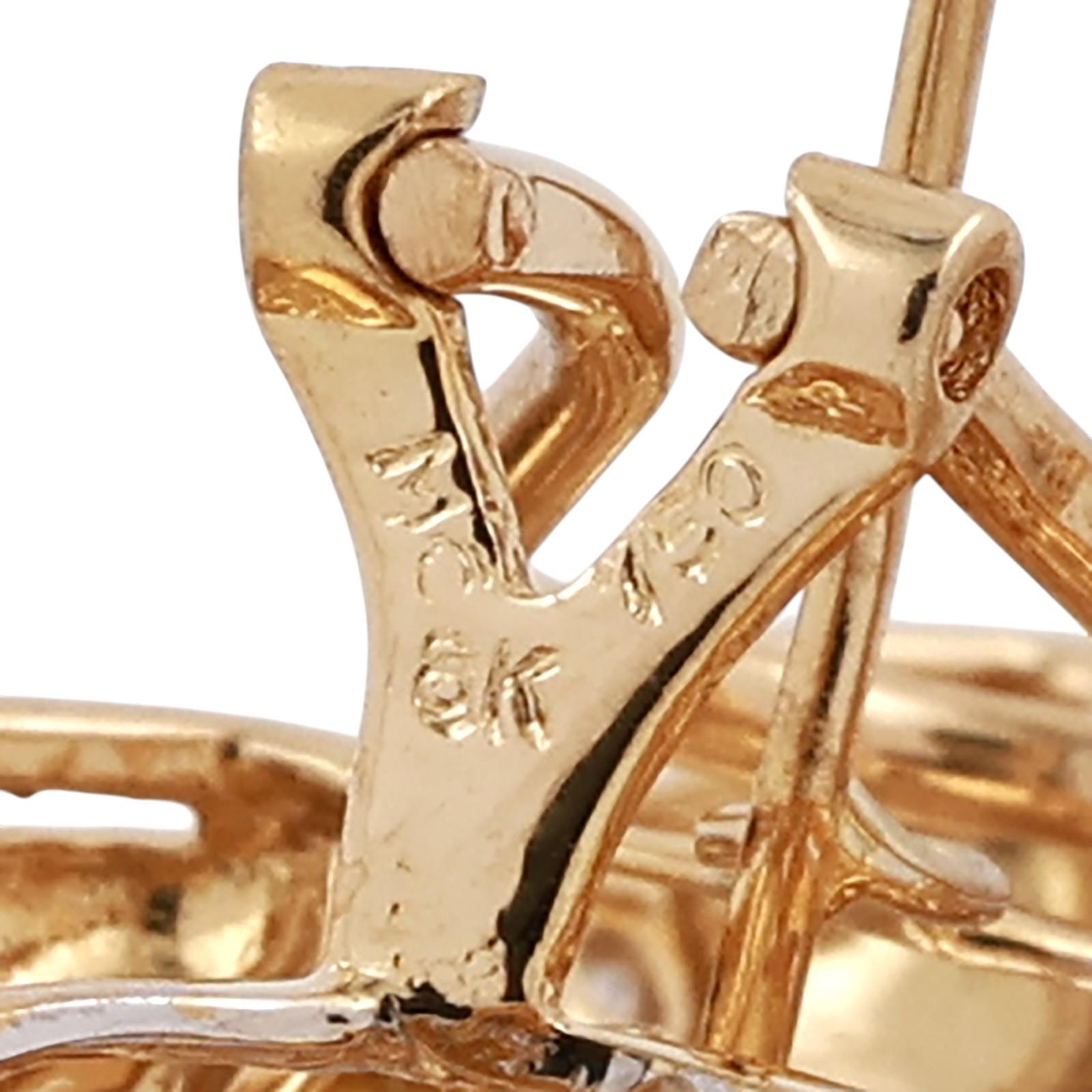 18K Gold 2.50 CTW Diamond Swirl Drop Earrings 0.60" Omega Backs Estate