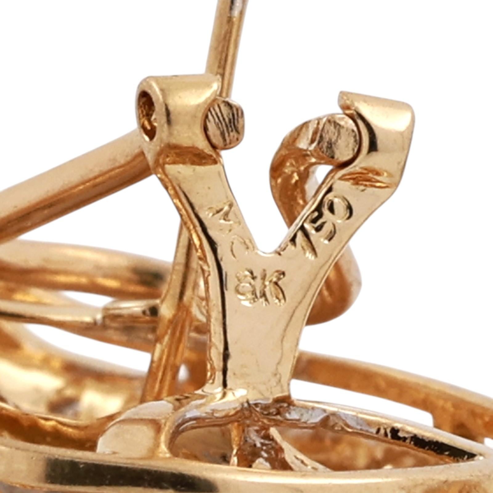 18K Gold 2.50 CTW Diamond Swirl Drop Earrings 0.60" Omega Backs Estate