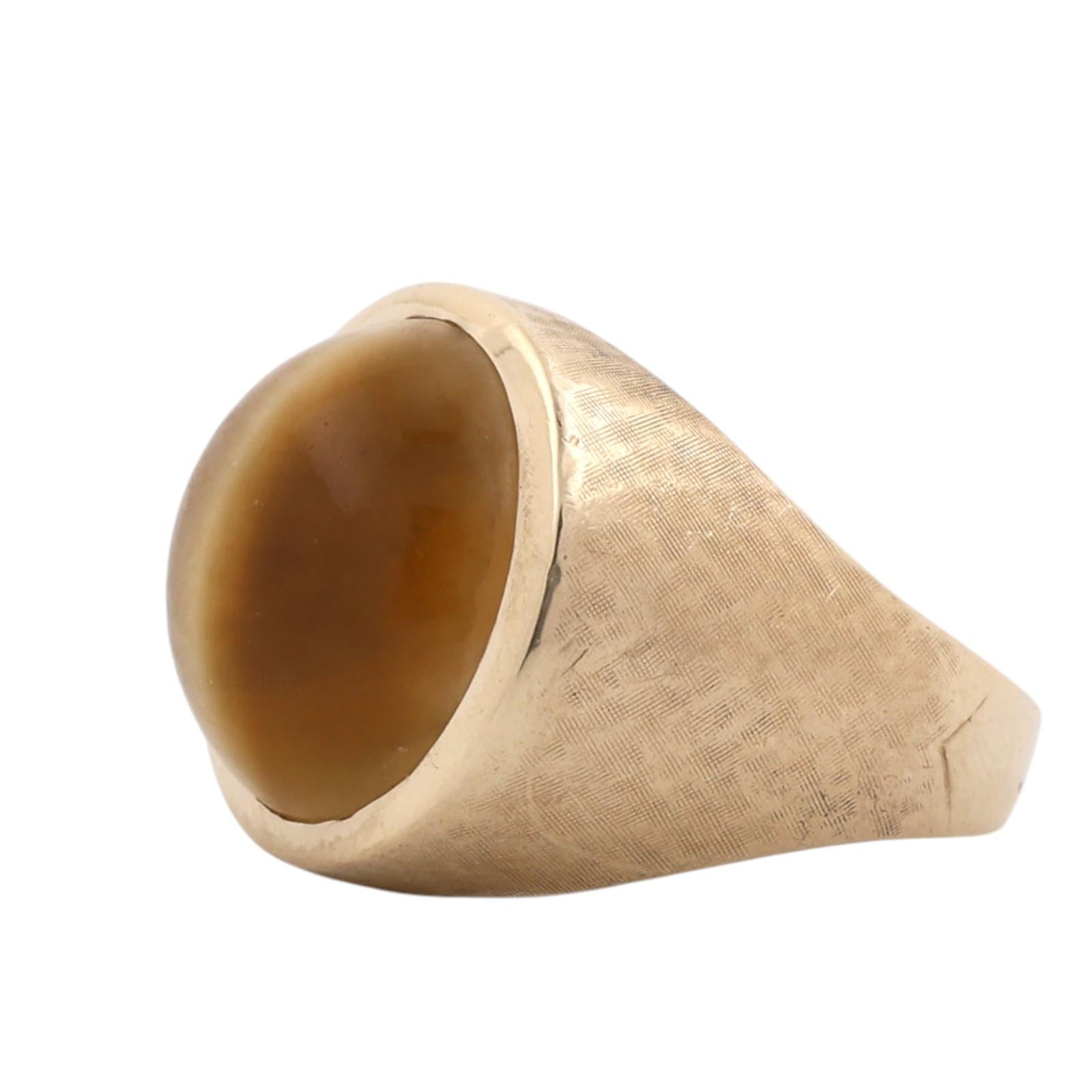 Yellow Gold Large Tiger's Eye Men's Signet Ring 15.9g Size 9