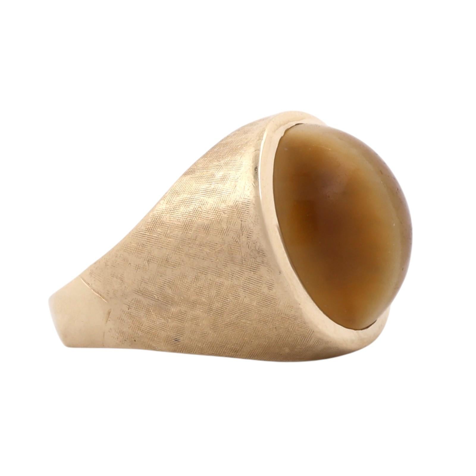 Yellow Gold Large Tiger's Eye Men's Signet Ring 15.9g Size 9
