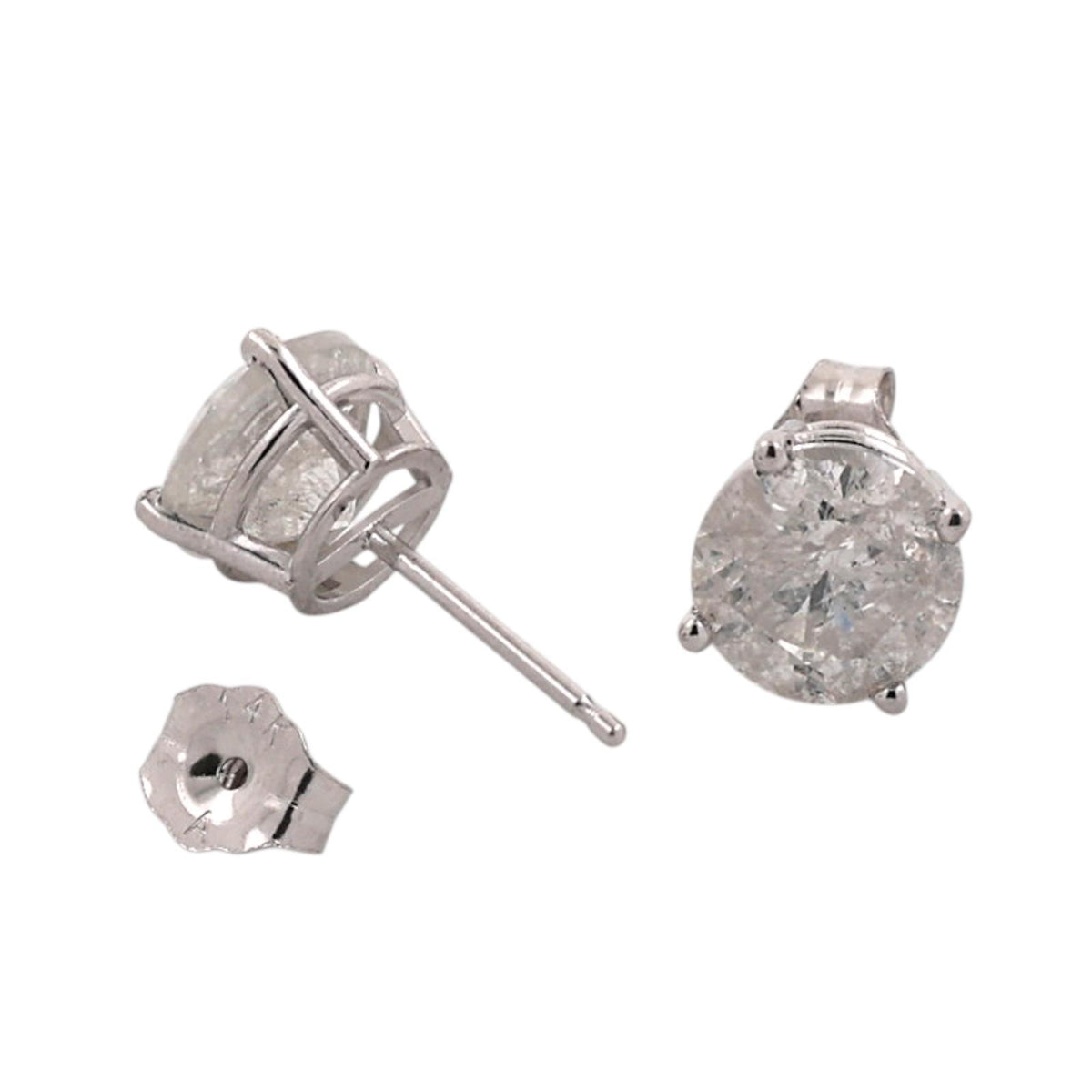 Natural Diamond Stud Earrings White Gold 3.00 CTW Round 4-Prong