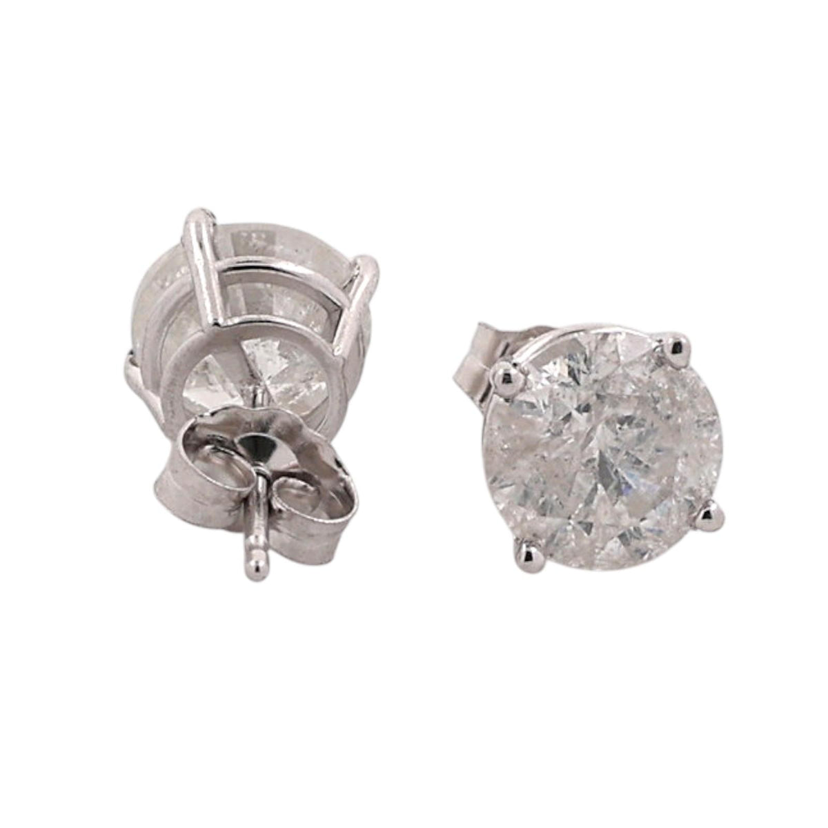 Natural Diamond Stud Earrings White Gold 3.00 CTW Round 4-Prong