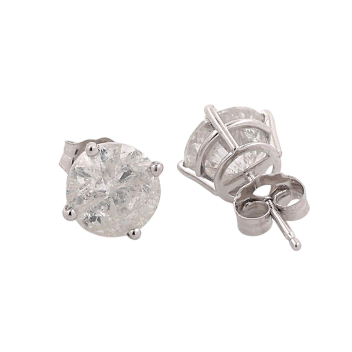 Natural Diamond Stud Earrings White Gold 3.00 CTW Round 4-Prong