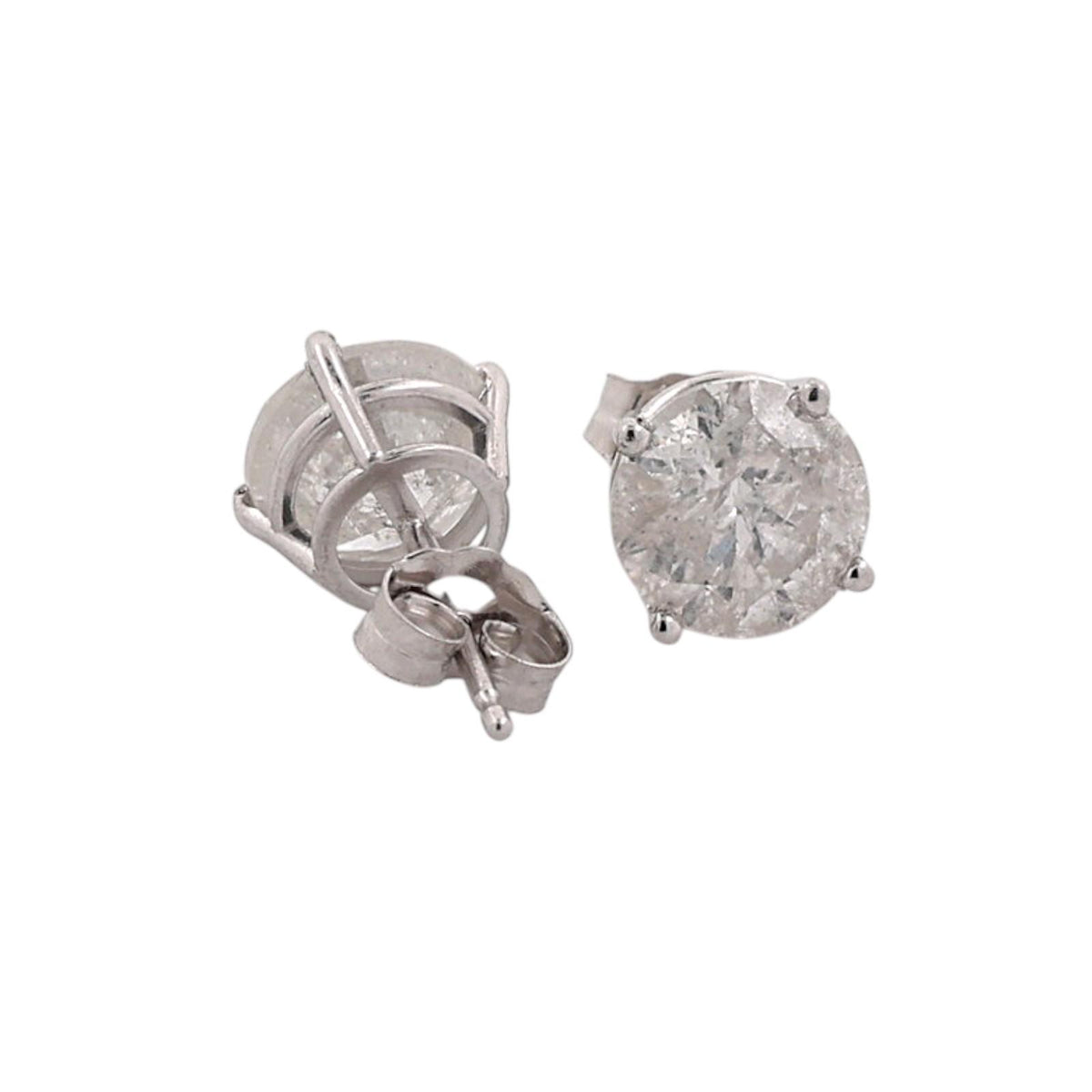 Natural Diamond Stud Earrings White Gold 3.00 CTW Round 4-Prong