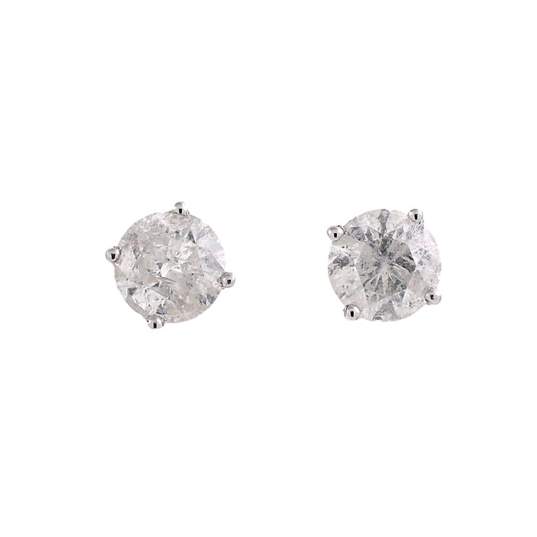 Natural Diamond Stud Earrings White Gold 3.00 CTW Round 4-Prong