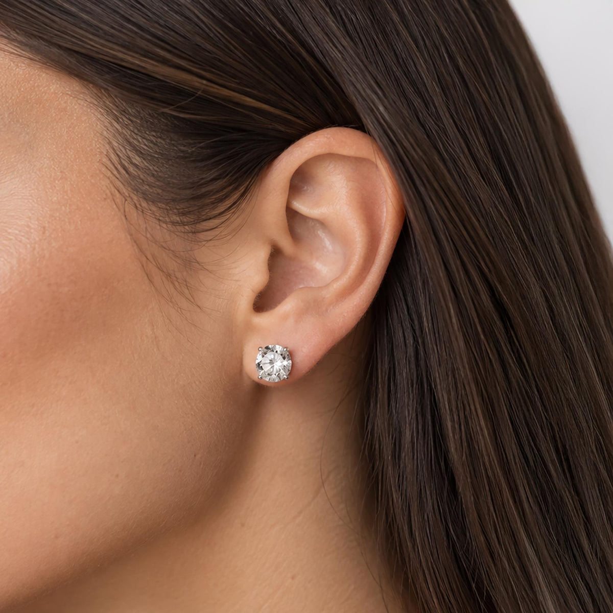 Natural Diamond Stud Earrings White Gold 3.00 CTW Round 4-Prong