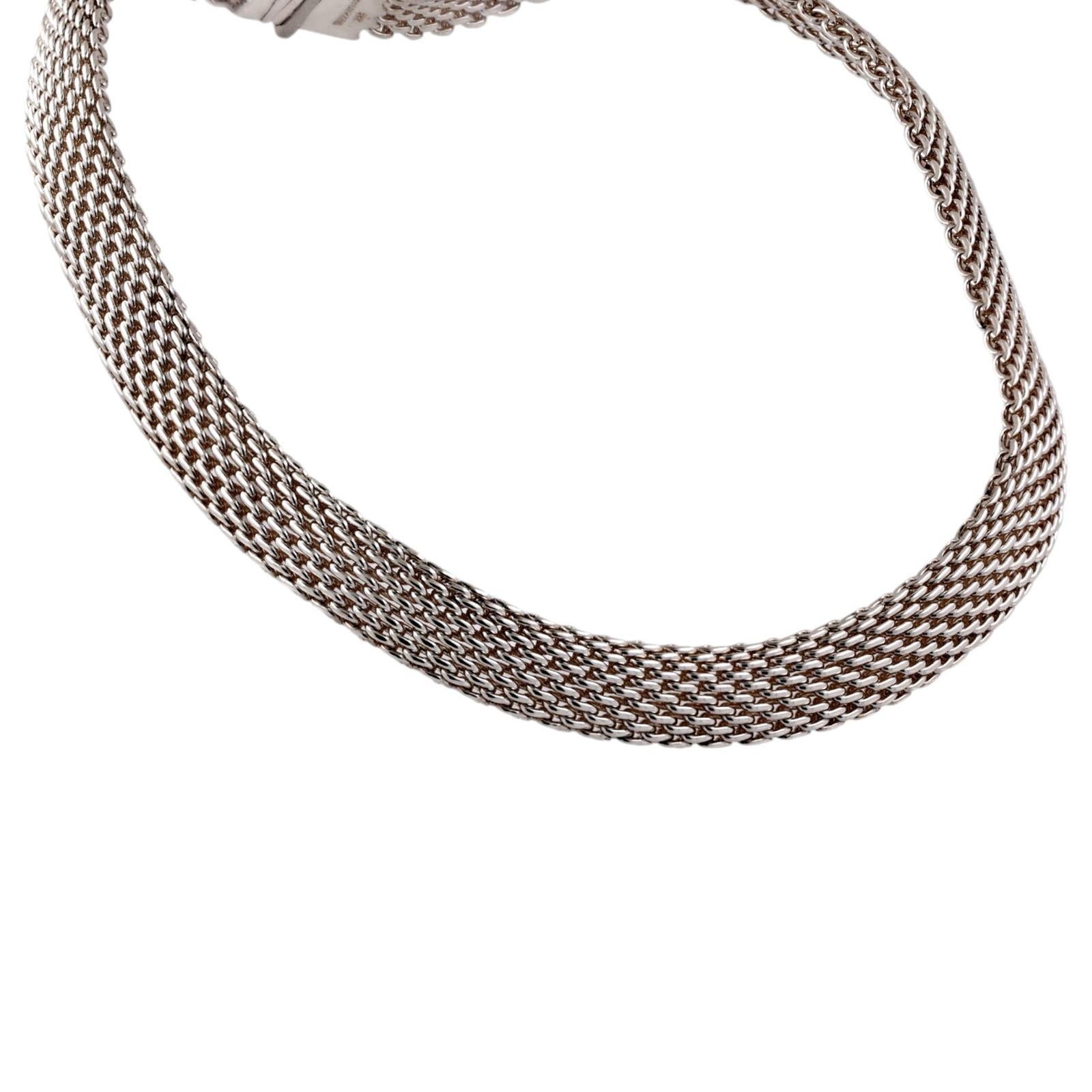 Tiffany & Co. Somerset Mesh Sterling Silver Necklace 925 12mm Wide 17.25"