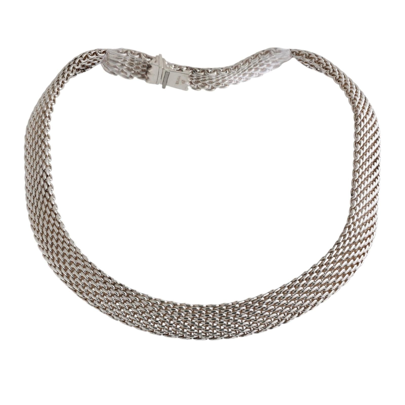 Tiffany & Co. Somerset Mesh Sterling Silver Necklace 925 12mm Wide 17.25"