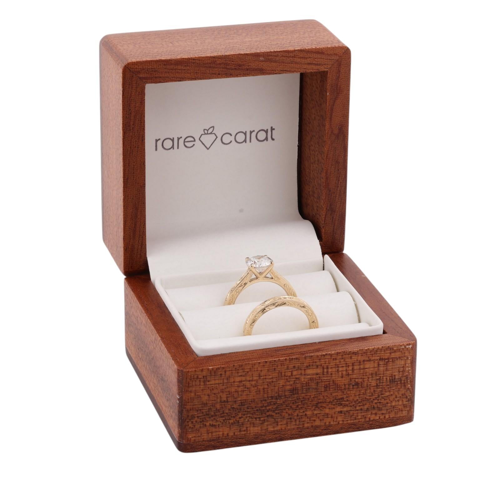 1.51CT F/SI2 IGI Lab Grown Diamond Bridal Set 14K Yellow Gold Ring Wedding