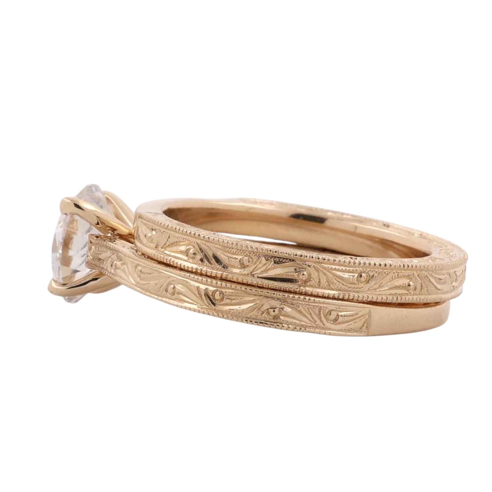 1.51CT F/SI2 IGI Lab Grown Diamond Bridal Set 14K Yellow Gold Ring Wedding