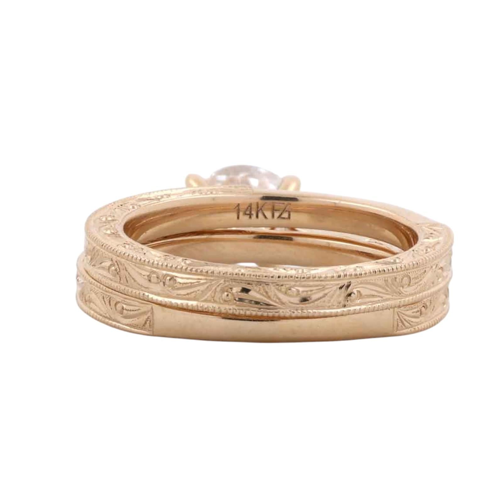 1.51CT F/SI2 IGI Lab Grown Diamond Bridal Set 14K Yellow Gold Ring Wedding