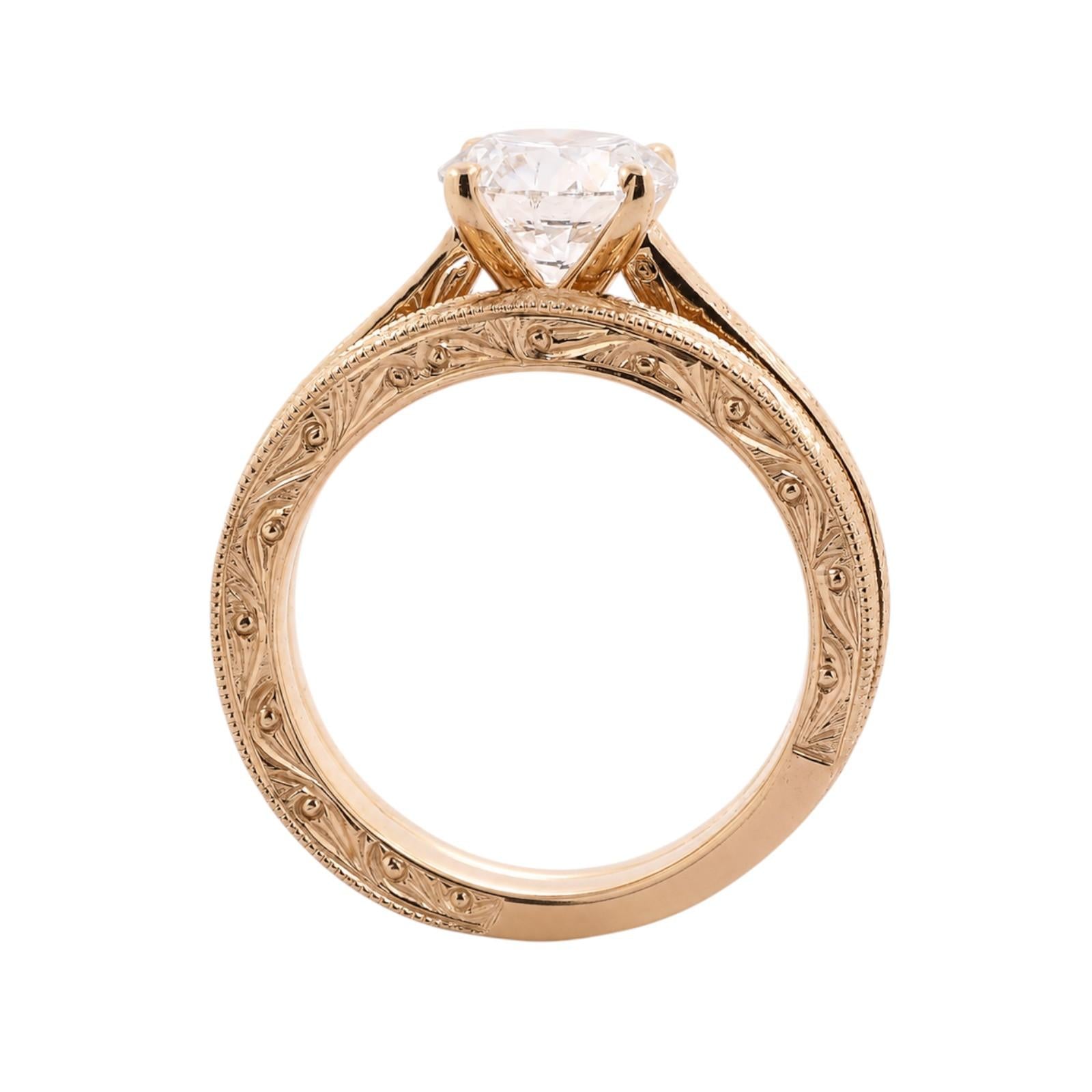 1.51CT F/SI2 IGI Lab Grown Diamond Bridal Set 14K Yellow Gold Ring Wedding