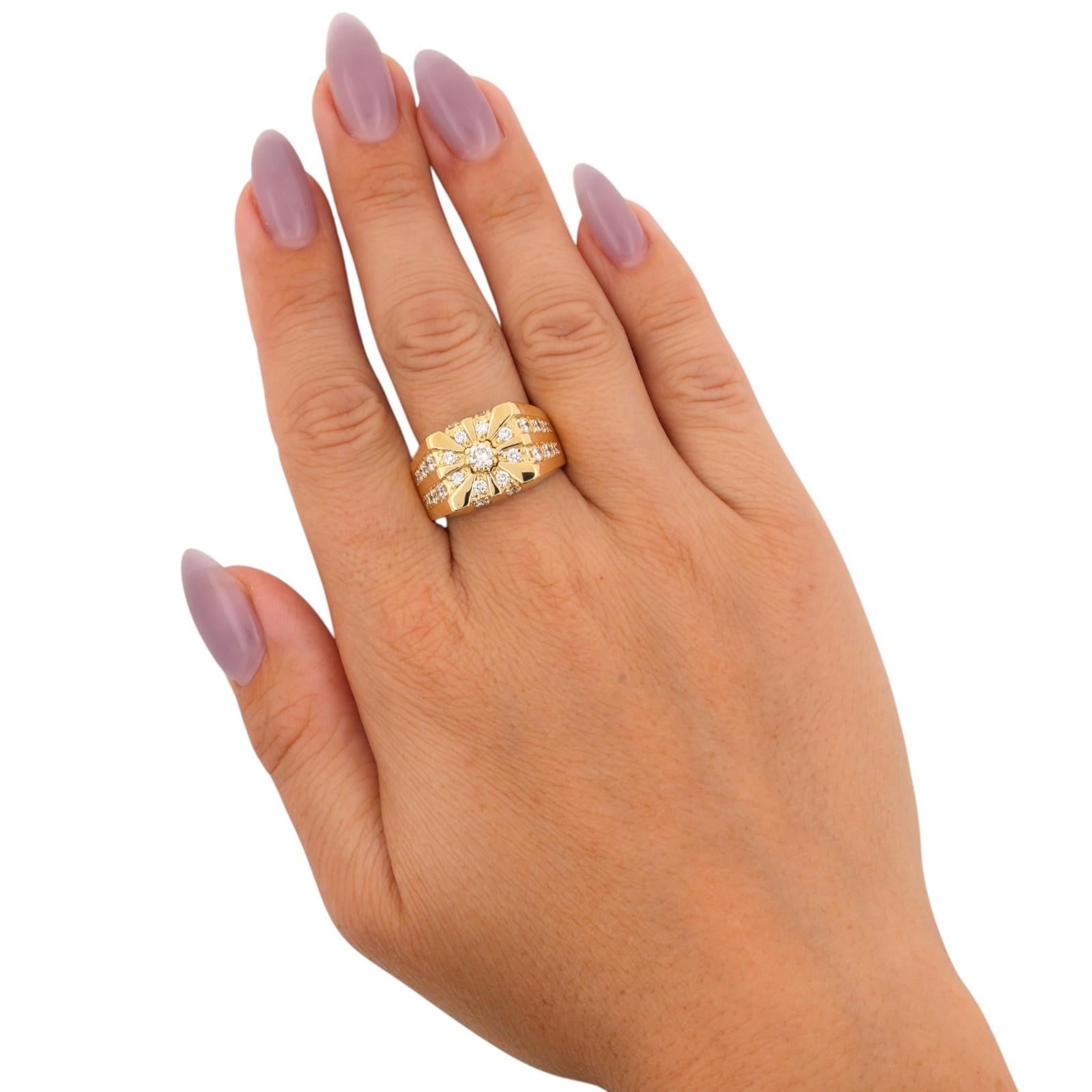 Men's 18K Yellow Gold 1.80 CTW Natural Diamond Statement Ring Size 10 15.3g