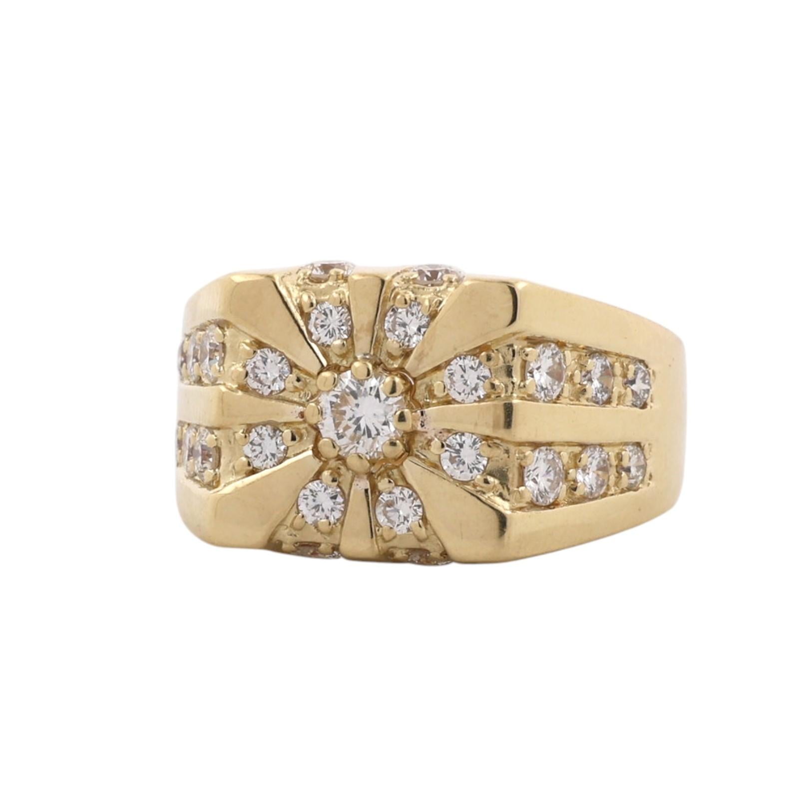 Men's 18K Yellow Gold 1.80 CTW Natural Diamond Statement Ring Size 10 15.3g