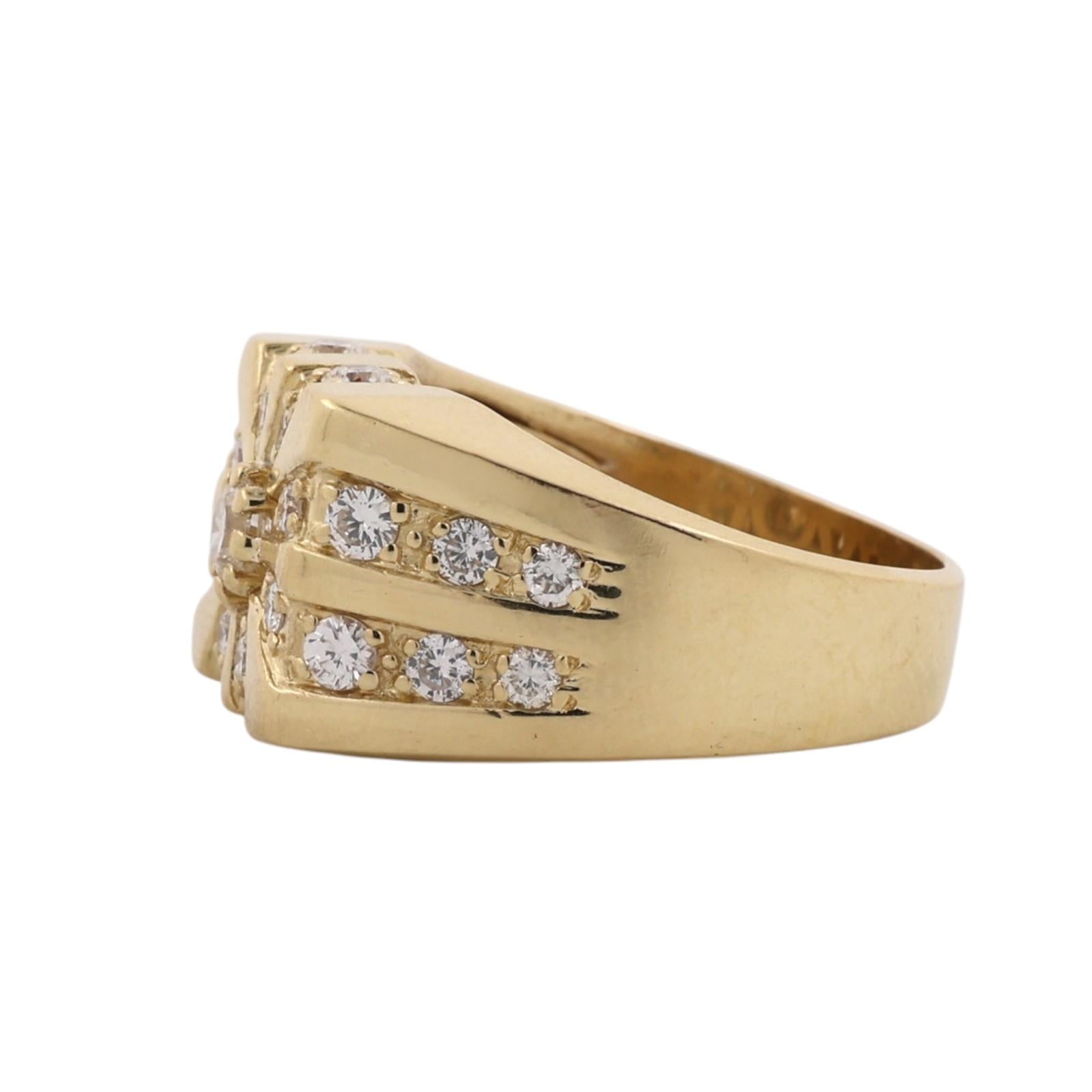 Men's 18K Yellow Gold 1.80 CTW Natural Diamond Statement Ring Size 10 15.3g