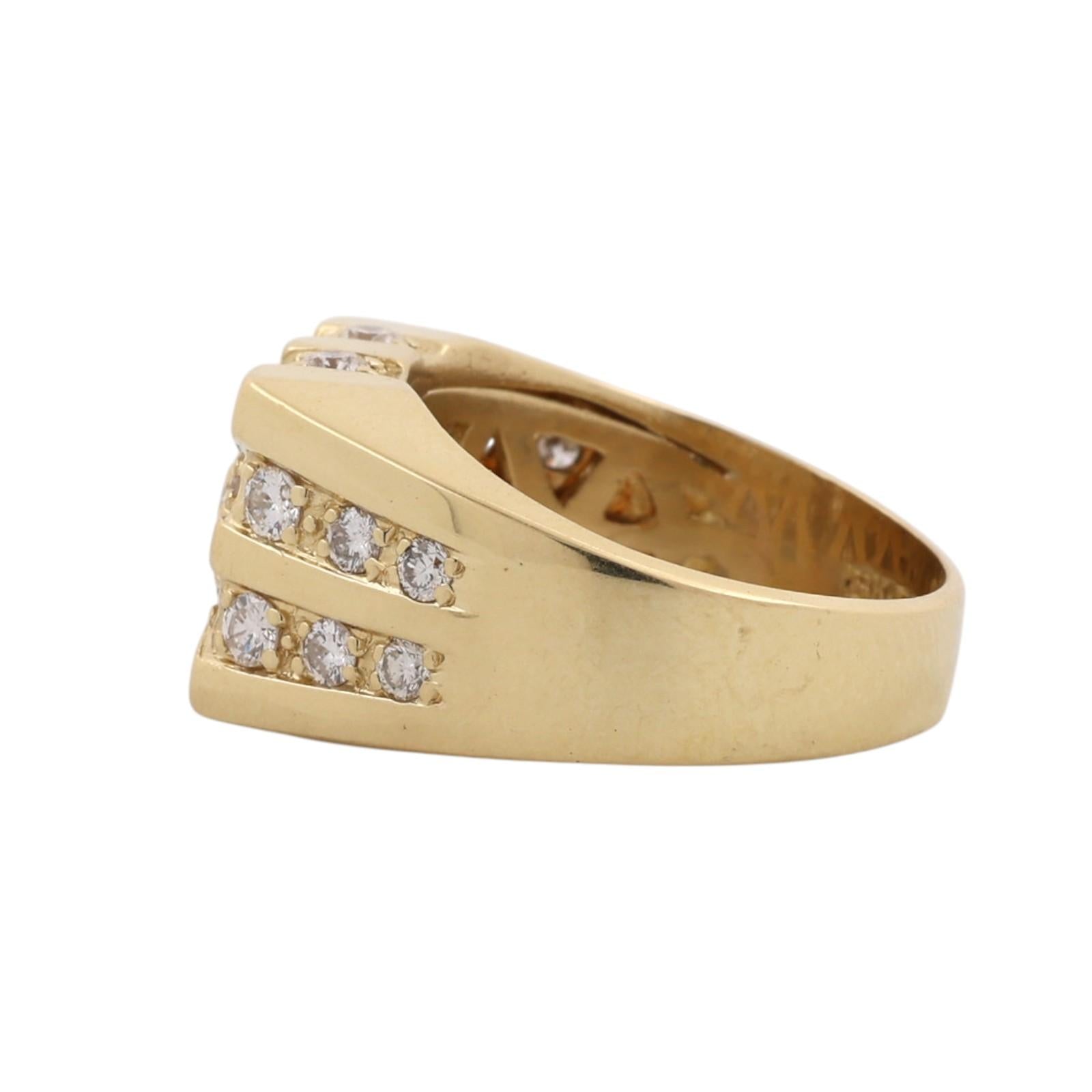 Men's 18K Yellow Gold 1.80 CTW Natural Diamond Statement Ring Size 10 15.3g