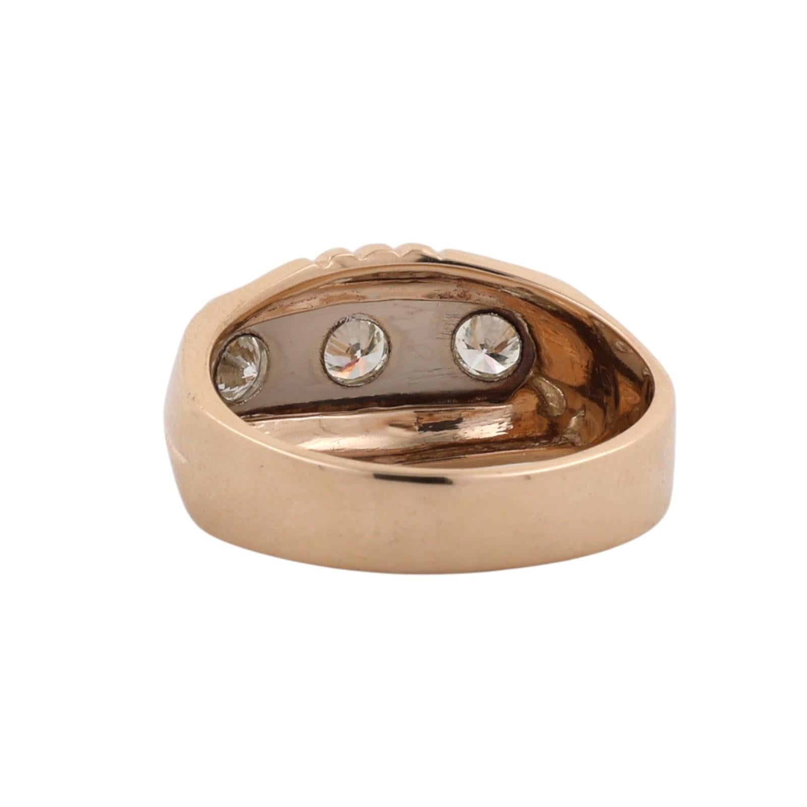 Men's 14K Two Tone Gold Natural Diamond 3 Stone Ring 0.60 CTW Size 10.25