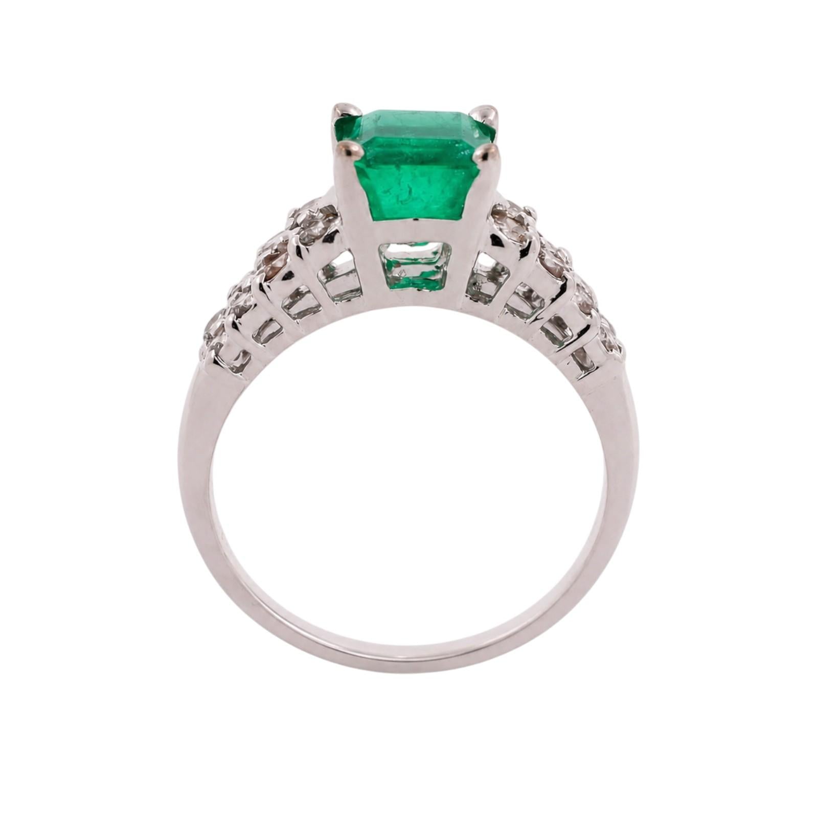 Natural Emerald Diamond Engagement Ring White Gold 2.00CTW Size 6