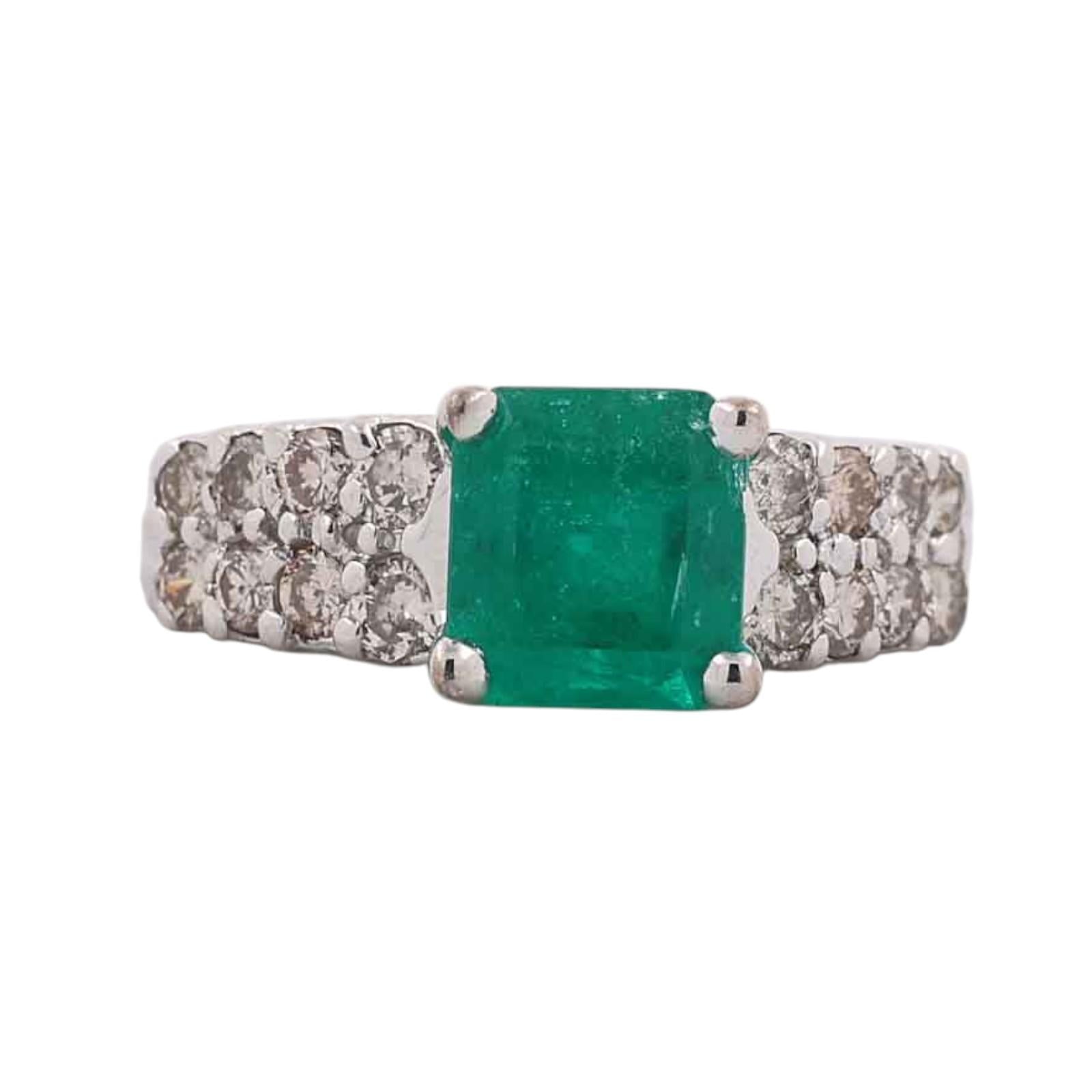 Natural Emerald Diamond Engagement Ring White Gold 2.00CTW Size 6
