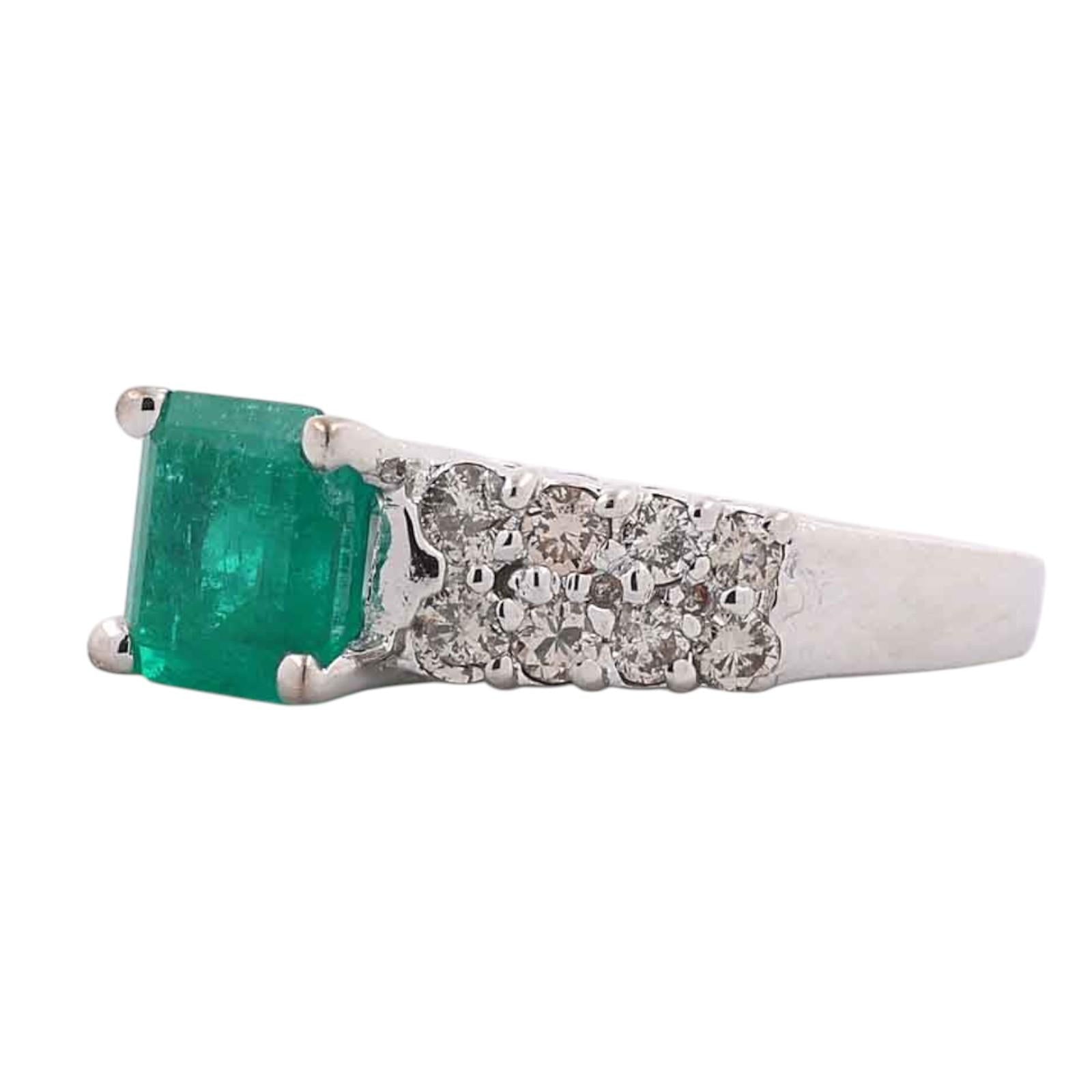 Natural Emerald Diamond Engagement Ring White Gold 2.00CTW Size 6