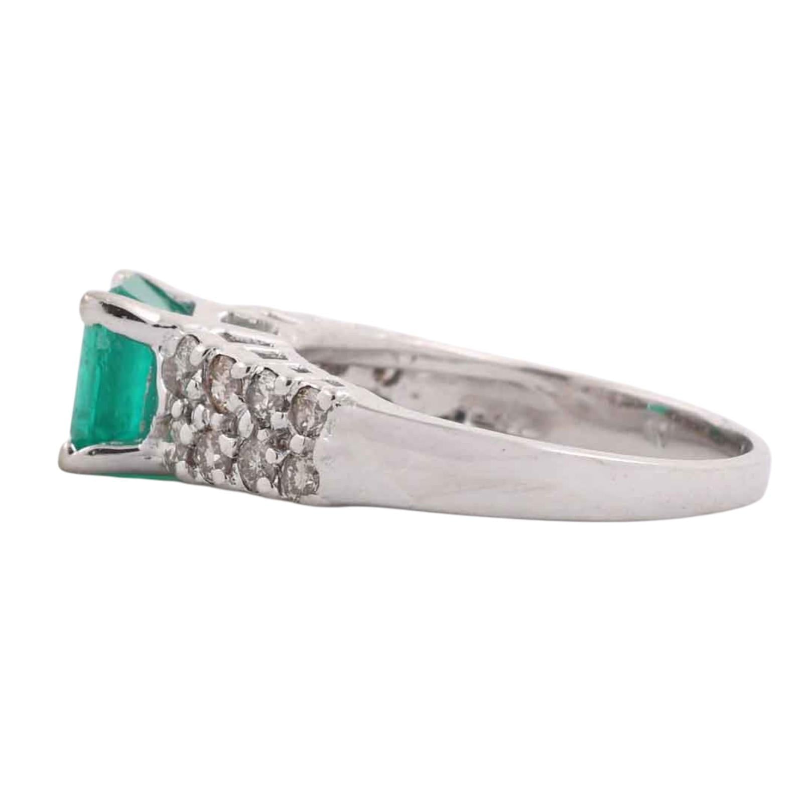 Natural Emerald Diamond Engagement Ring White Gold 2.00CTW Size 6