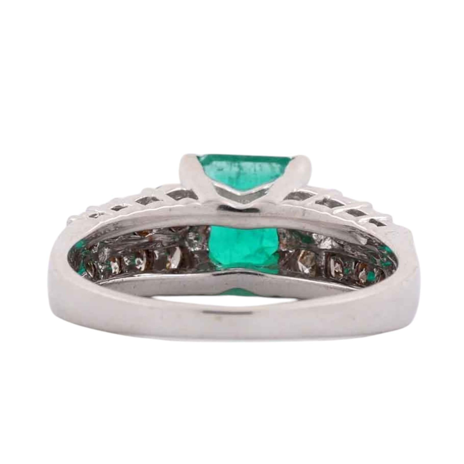 Natural Emerald Diamond Engagement Ring White Gold 2.00CTW Size 6