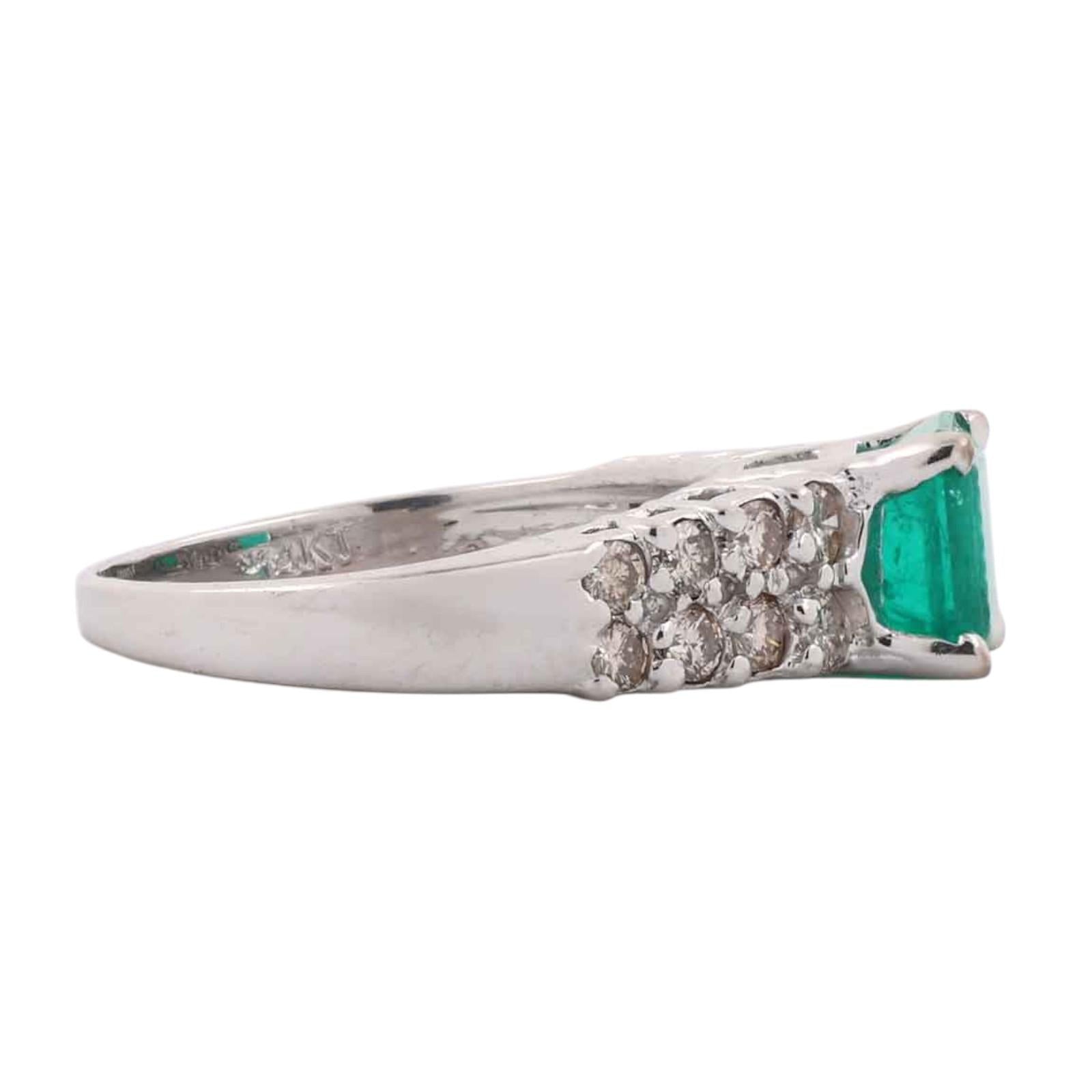 Natural Emerald Diamond Engagement Ring White Gold 2.00CTW Size 6