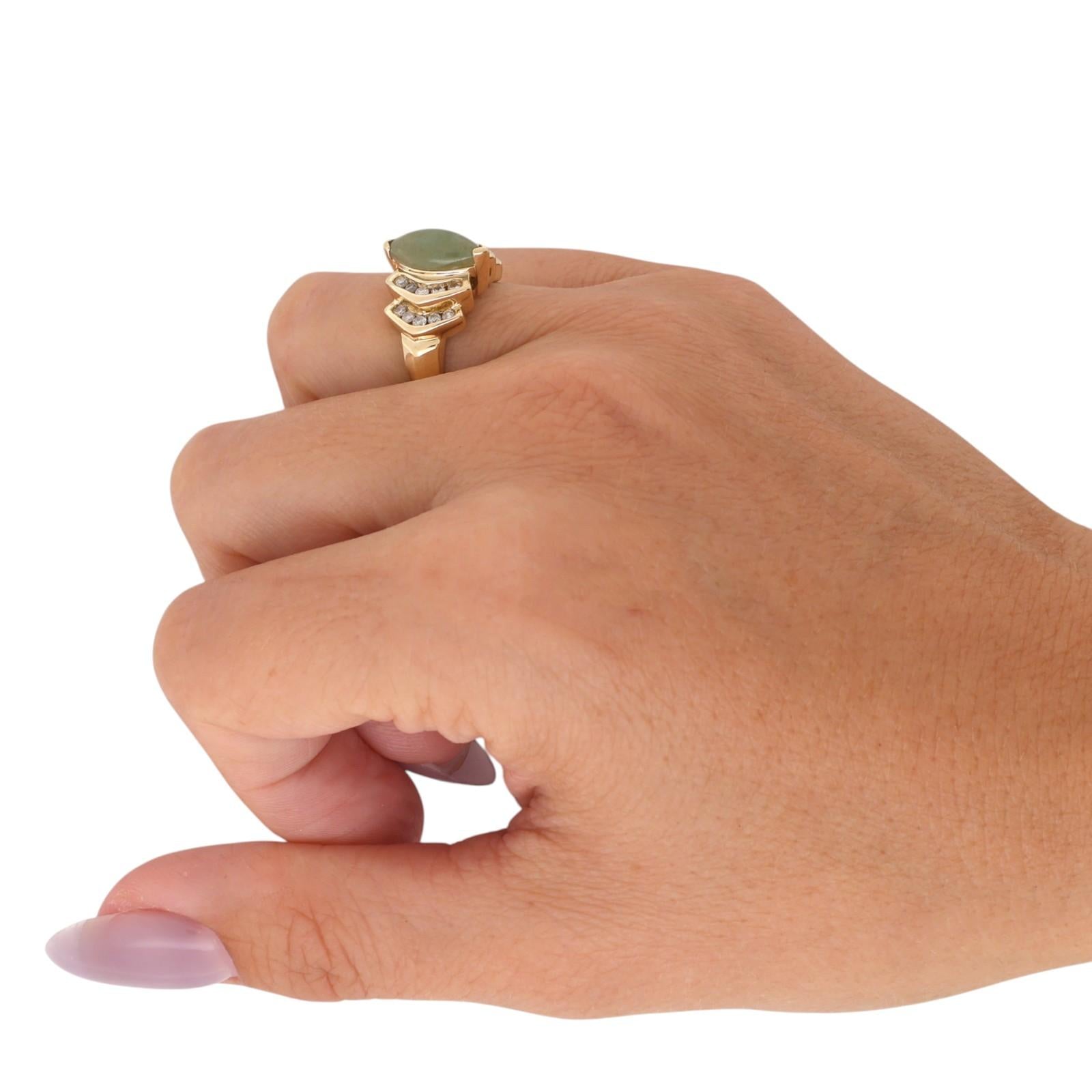 Green Serpentine Diamond Cocktail Ring 14K Yellow Gold 0.35 CTW Diamonds Size 5