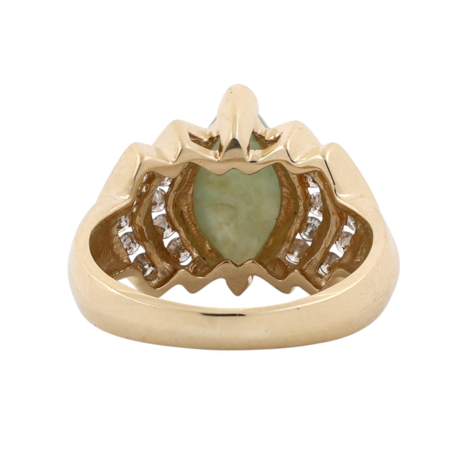 Green Serpentine Diamond Cocktail Ring 14K Yellow Gold 0.35 CTW Diamonds Size 5