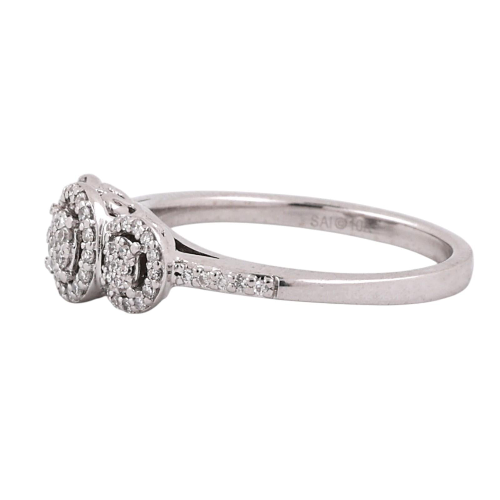 10K White Gold 0.50CTW Diamond Halo Cluster Ring Size 7.5 Estate Bridal